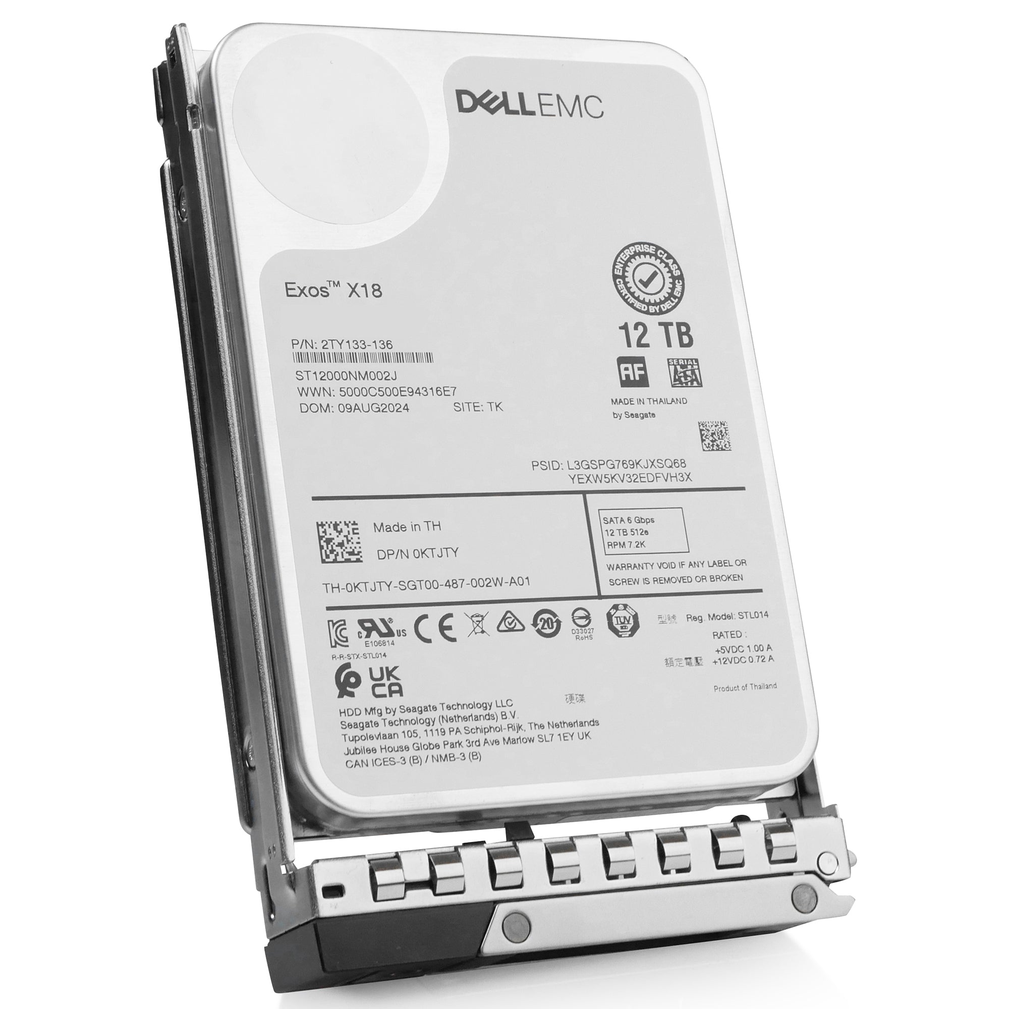 Dell G14 400-AWMS 12TB 7.2K RPM SATA 6Gb/s 512e 3.5in Refurbished HDD