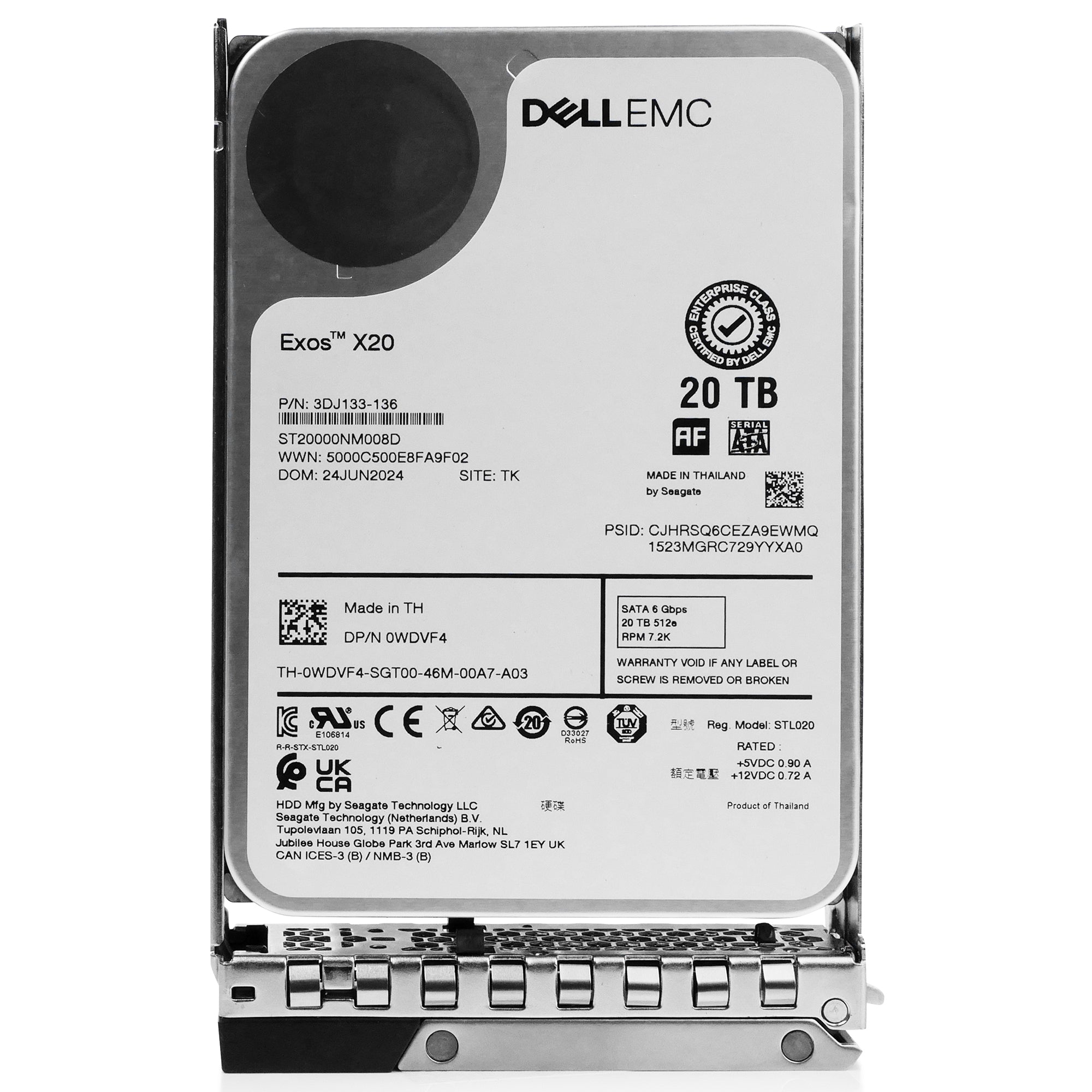 Dell G14 0WDVF4 20TB 7.2K RPM SATA 6Gb/s 512e 3.5in Hard Drive
