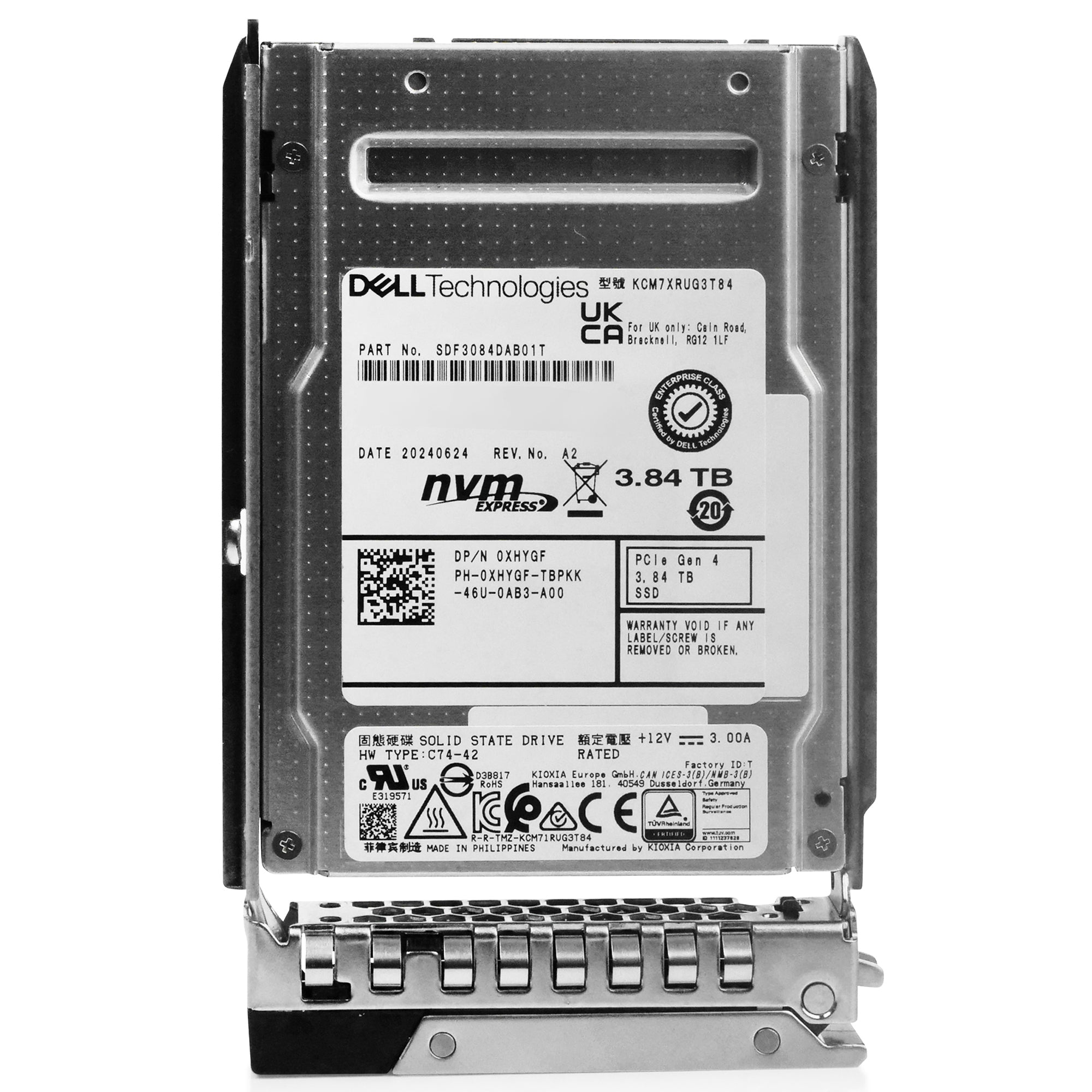 Dell G14 400-BMTP 3.84TB 1 DWPD PCIe Gen 4.0 x4 8GB/s Read-Intensive 3D TLC U.2 NVMe 2.5in Solid State Drive