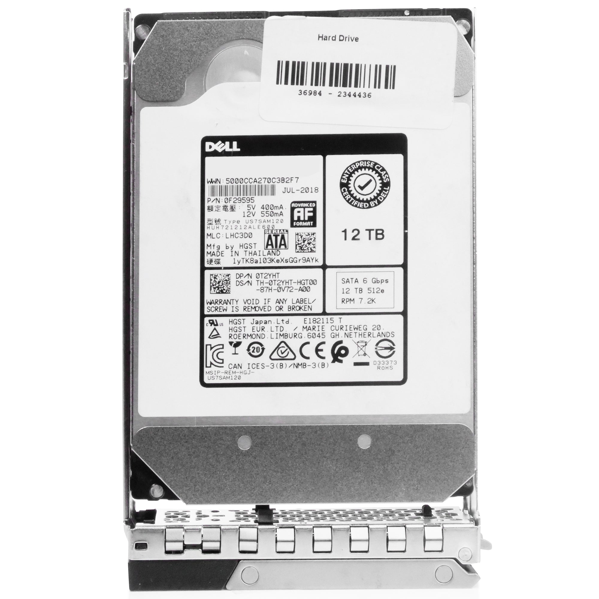 Dell G14 V308G 12TB 7.2K RPM SATA 6Gb/s 512e 256MB 3.5in Refurbished HDD