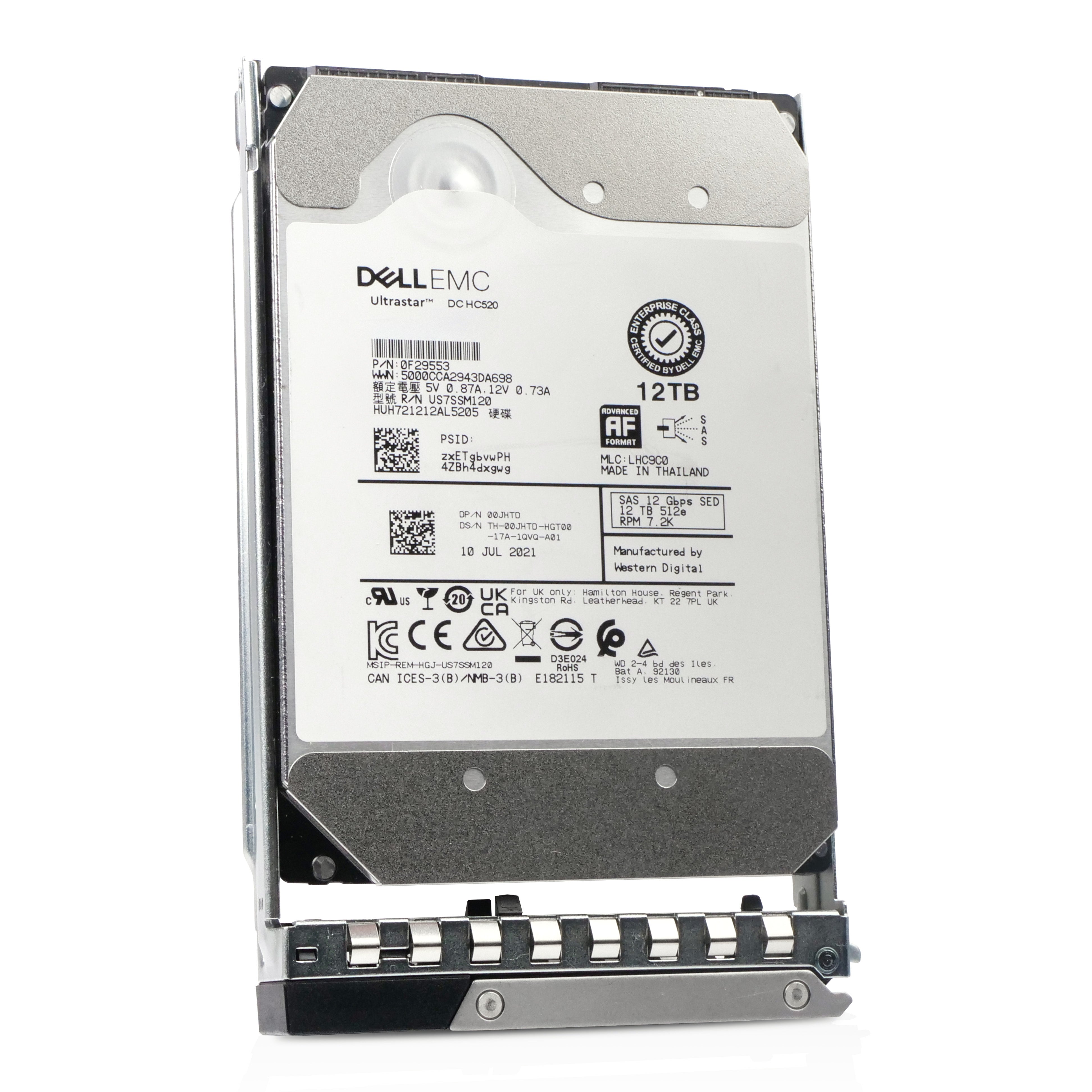 Dell G14 400-AXLN 12TB 7.2K RPM SAS 12Gb/s 512e 256MB 3.5in Refurbished HDD