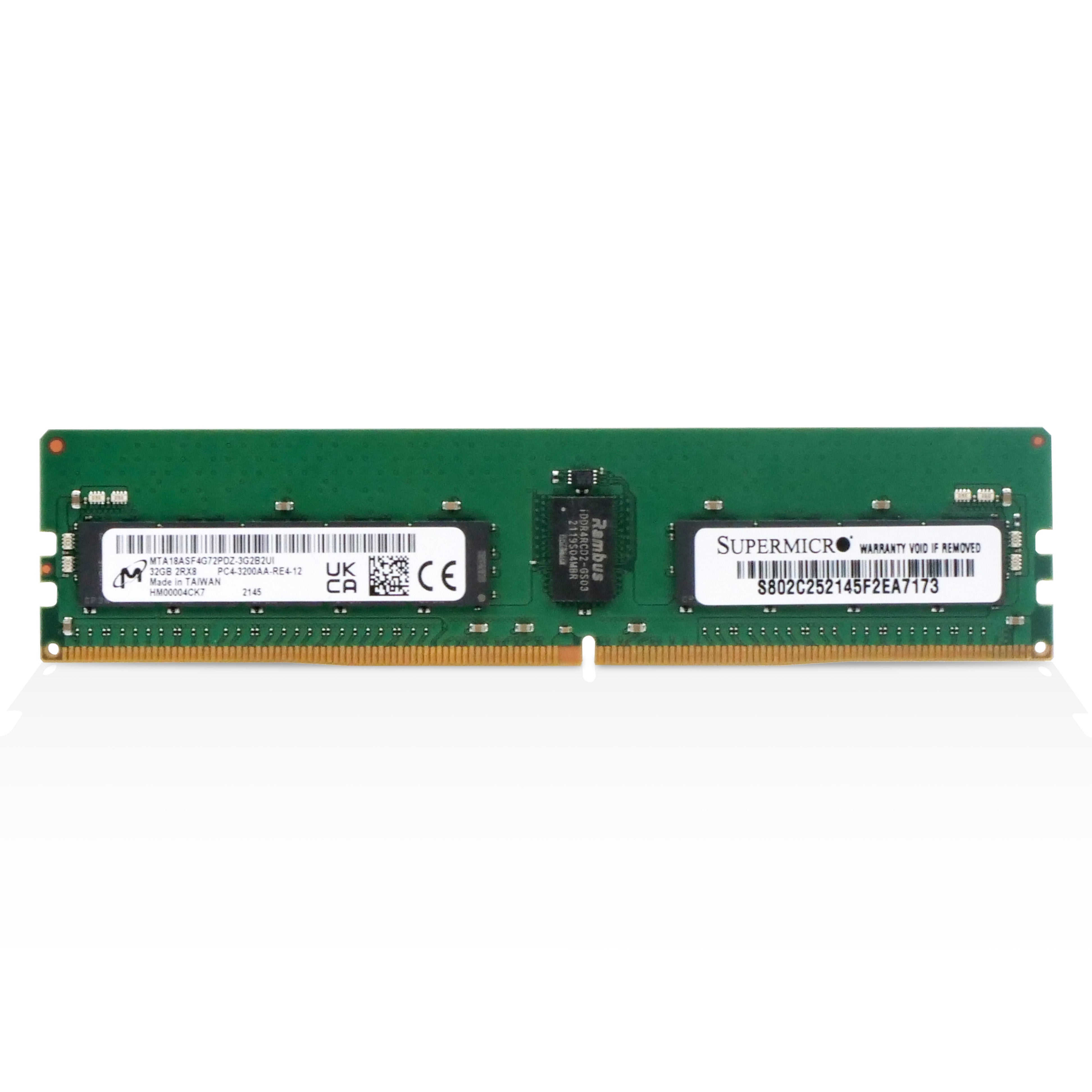 Micron/SUPERMICRO MTA18ASF4G72PDZ-3G2 32GB DDR4 3200MHz RDIMM ECC Server RAM (PC4-3200AA) Seller Refurbished