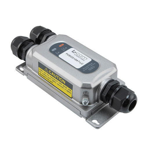 PoE Injector, Metal Industrial Outdoor IP67, Gigabit, 802.3at+ 802.3af, 1-Port, 30W, 54V, End-span