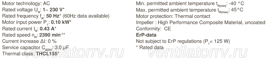 RH22L-2EP.WC.4R ZIEHL-ABEGG centrifugal fan 1-230V 50HZ