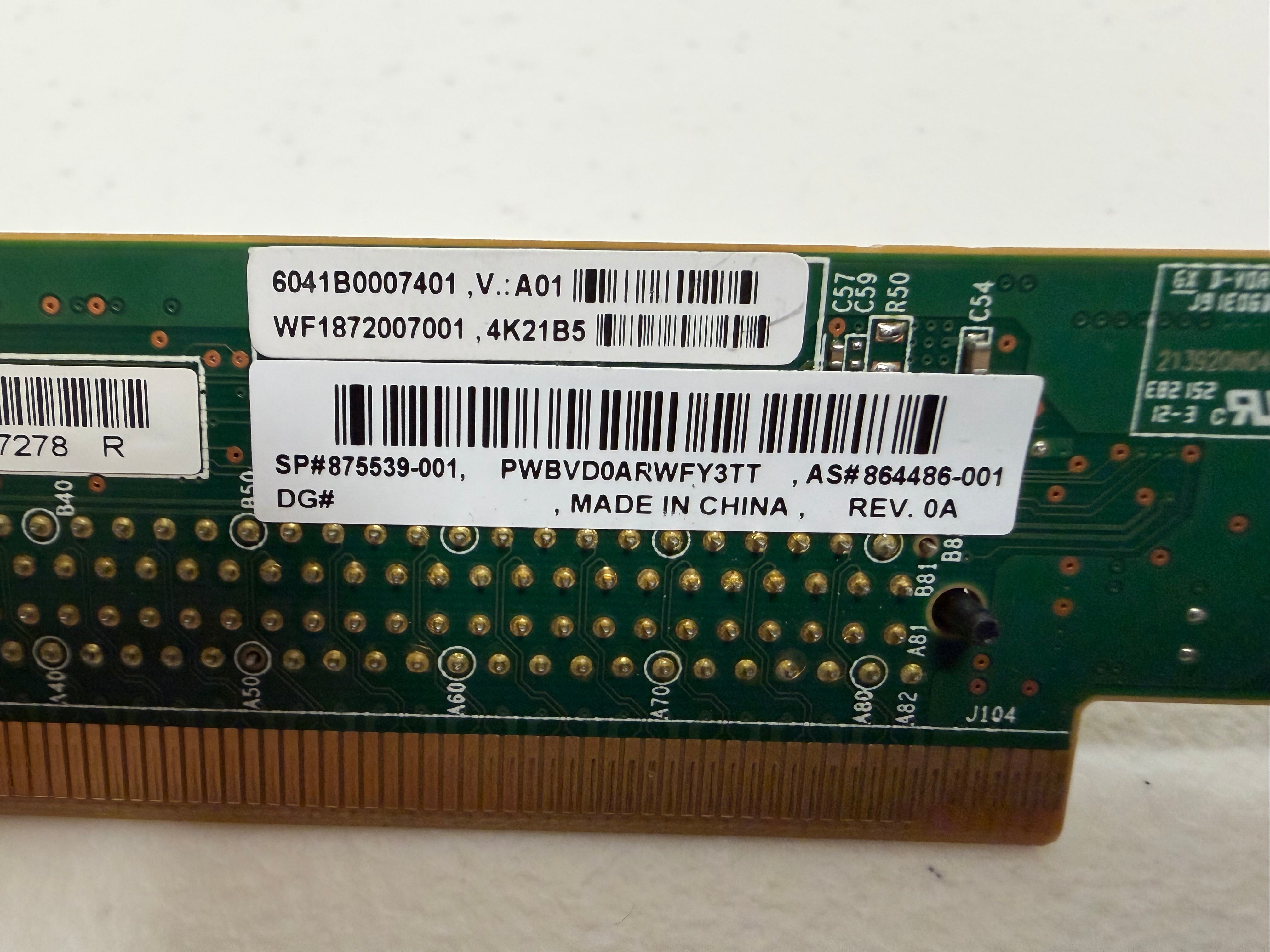 HPE 875539-001 - DL360 Gen10 Riser Card Label Detail | Alo Tech Solutions