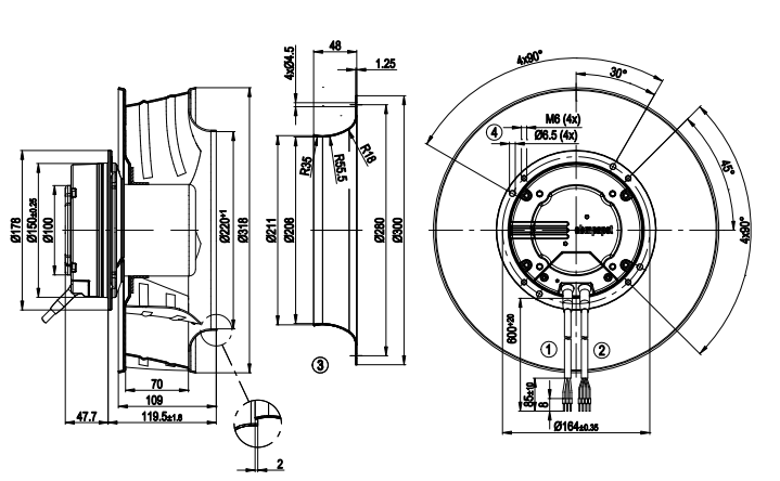 R3G310-AN48-78 Ebmpapst Fans Motor M3G084-FA
