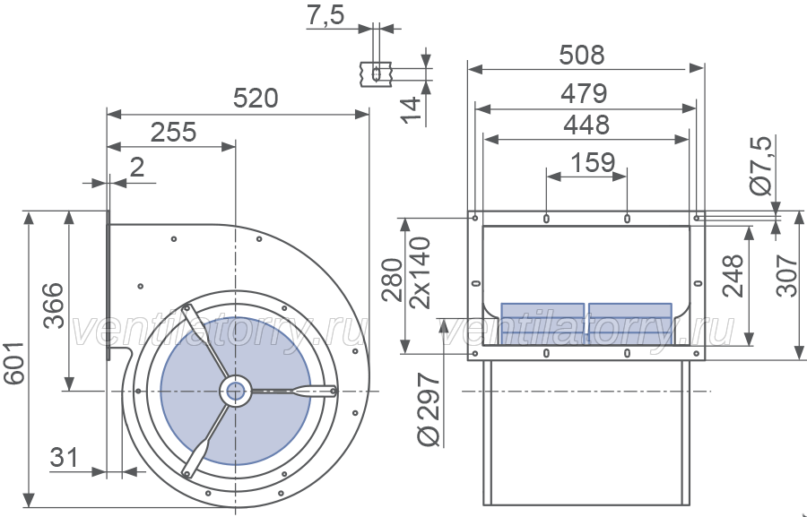 RD35S-4DW.6T.BL ZIEHL-ABEGG Centrifugal Fan