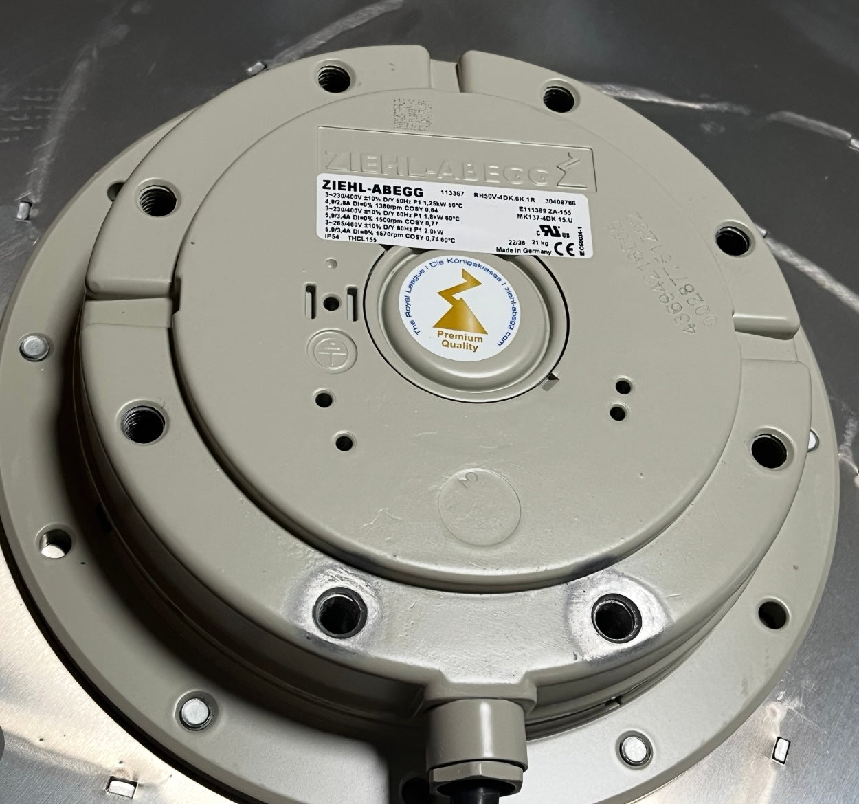RH50V-4DK.6K.1R MK137-4DK.15.U ZIEHL-ABEGG centrifugal fan 3~ 460V 1.25 kW/2.0kW 2.8A/ 5.9A 1360/1570rpm