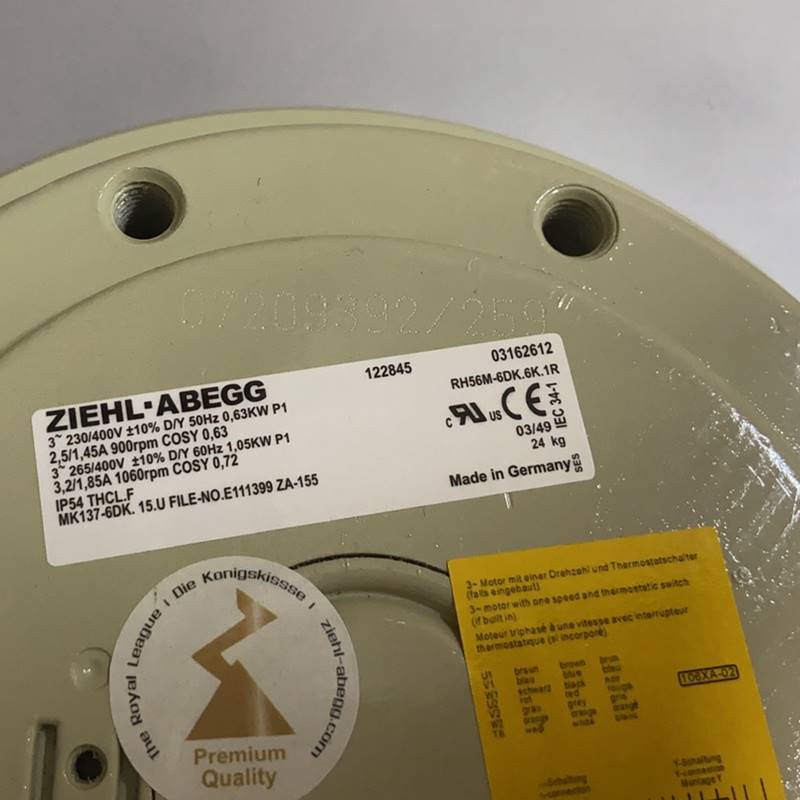 MK137-6DK.15.C 330-575V/60HZ ZIEHL-ABEGG Centrifugal Fan