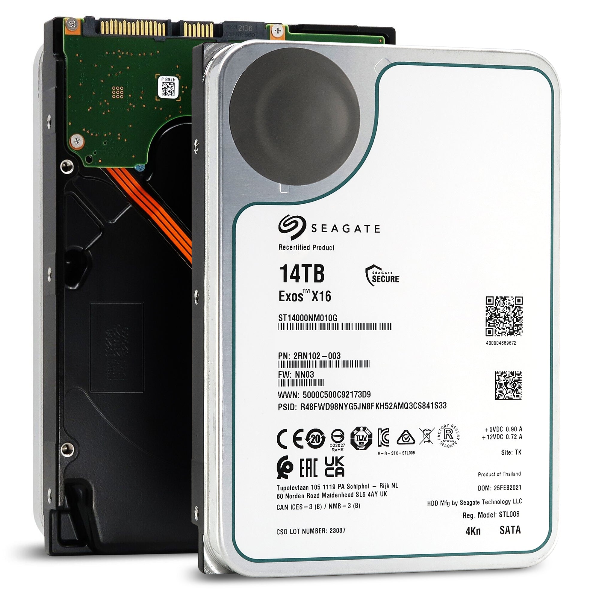 Seagate Exos X16 ST14000NM010G 14TB 7.2K RPM SATA 6Gb/s 512e 3.5in Refurbished HDD