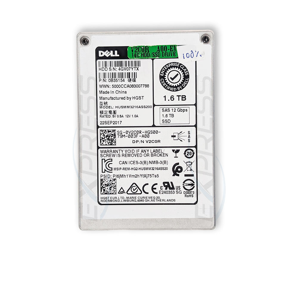 Dell 2.5" 1.6TB SAS 12Gbps WI TLC SSD | V2C0R