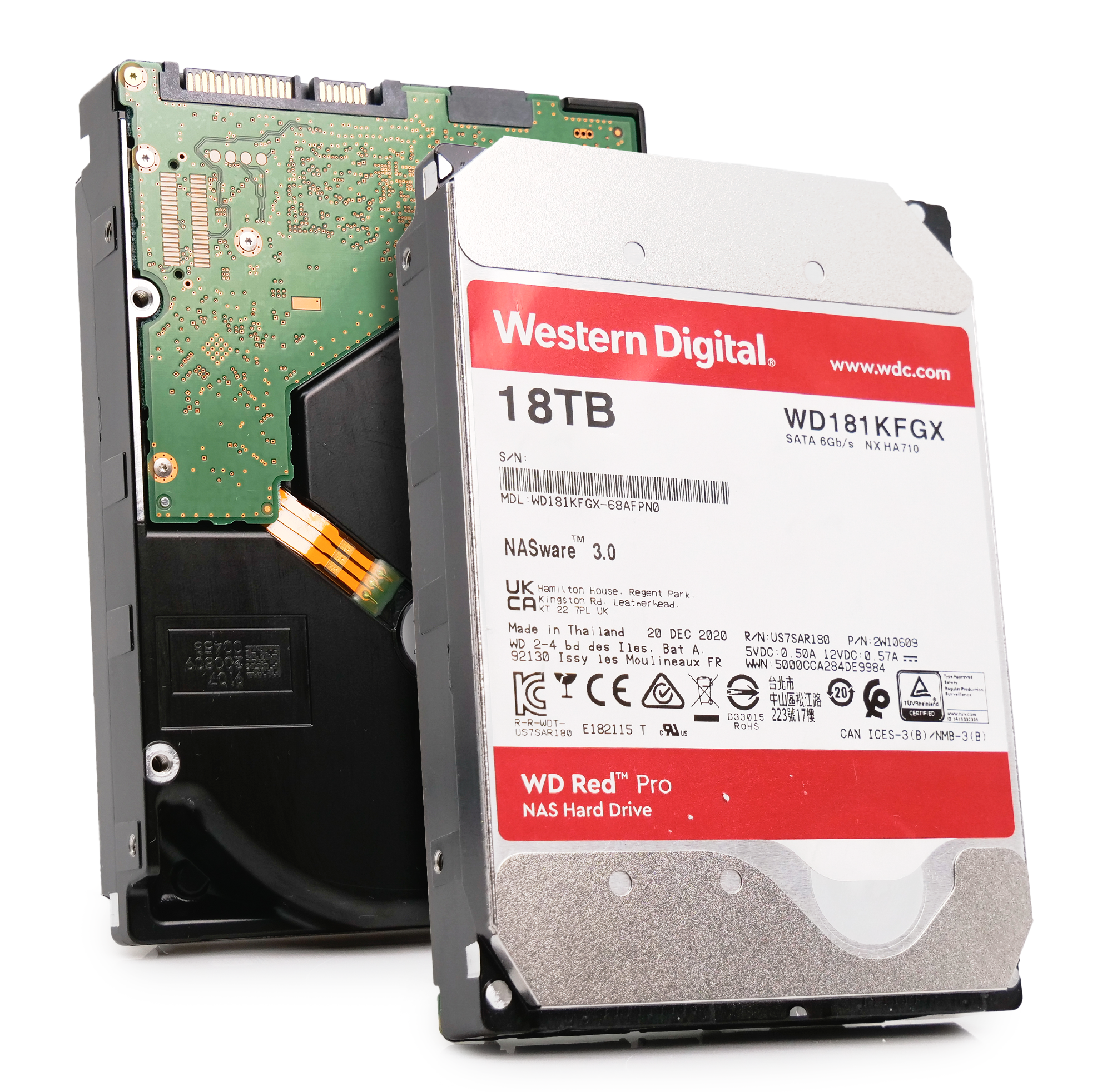 Western Digital Red Pro WD181KFGX 18TB 7.2K RPM SATA 6Gb/s 512e 3.5in Recertified Hard Drive