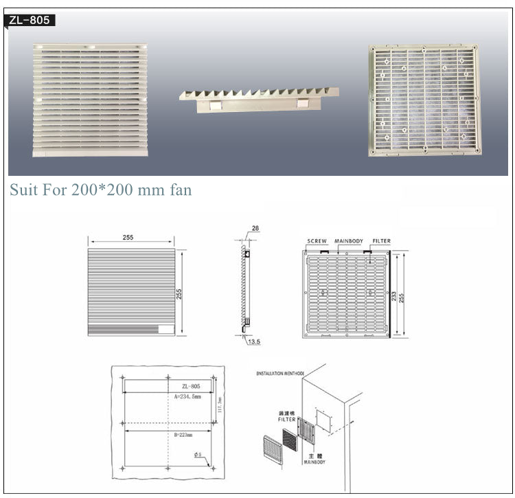 PC Dust Filter Exhaust Fan Air Filter IP44 (Fan Not Included)