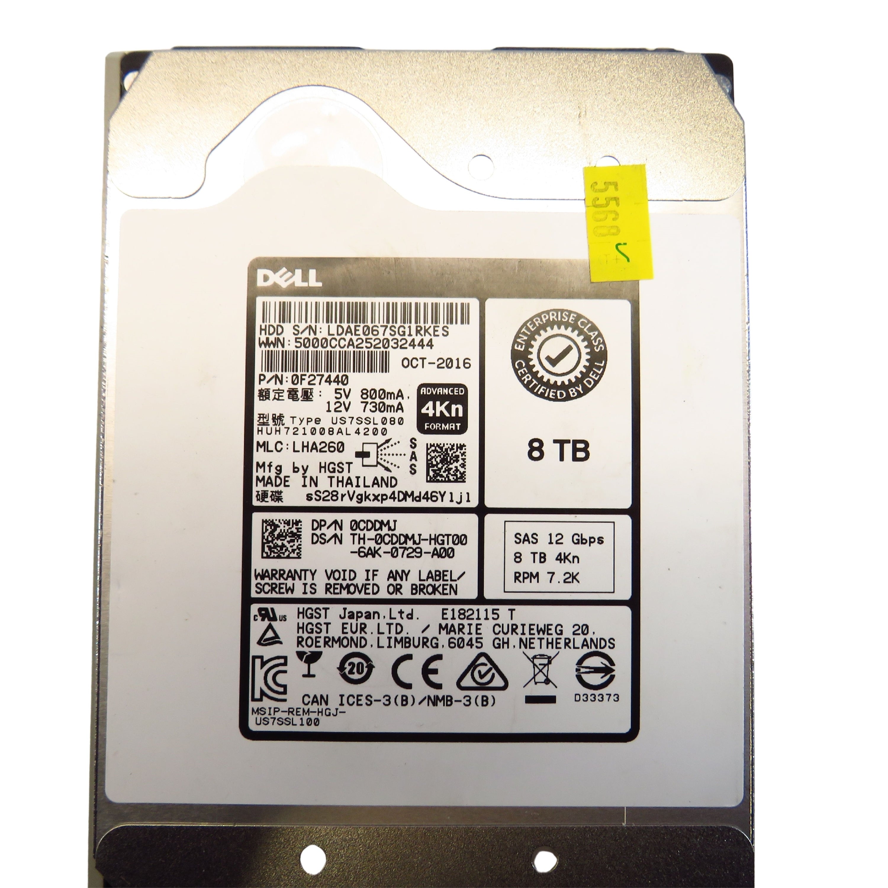 Dell CDDMJ 8TB 7.2K RPM 3.5" SAS 12Gbps 4Kn HDD Hard Drive (Refurbished)