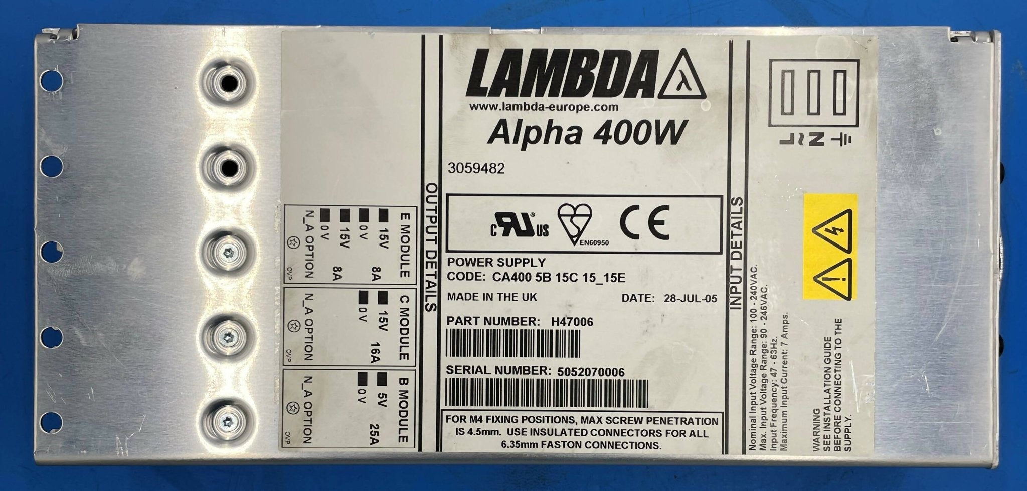 Alpha 400W Power Supply (3059482/H47006 Siemens