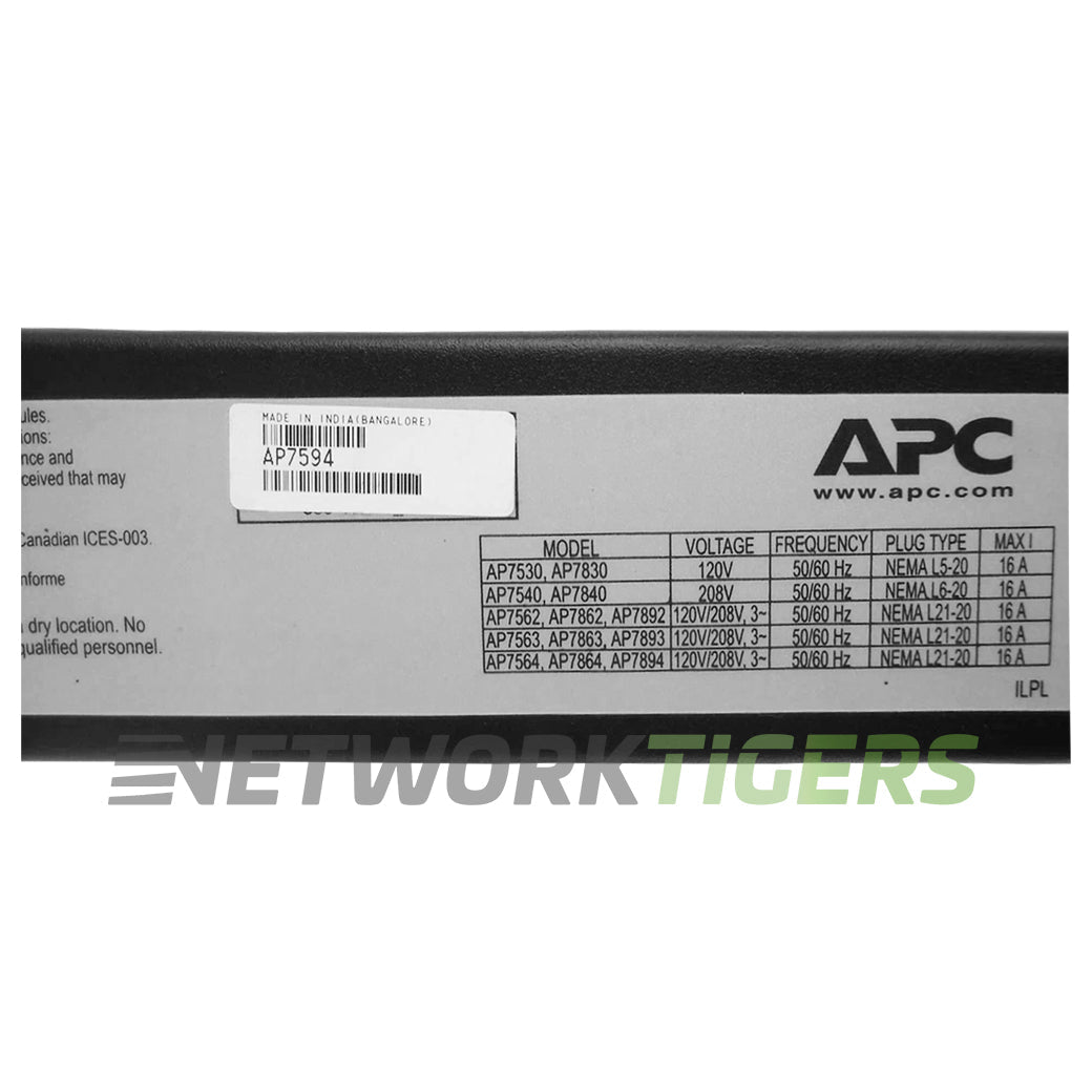 APC AP7594 Basic Rack 16A 36x IEC 60320 C13 ZeroU 3 Phase PDU