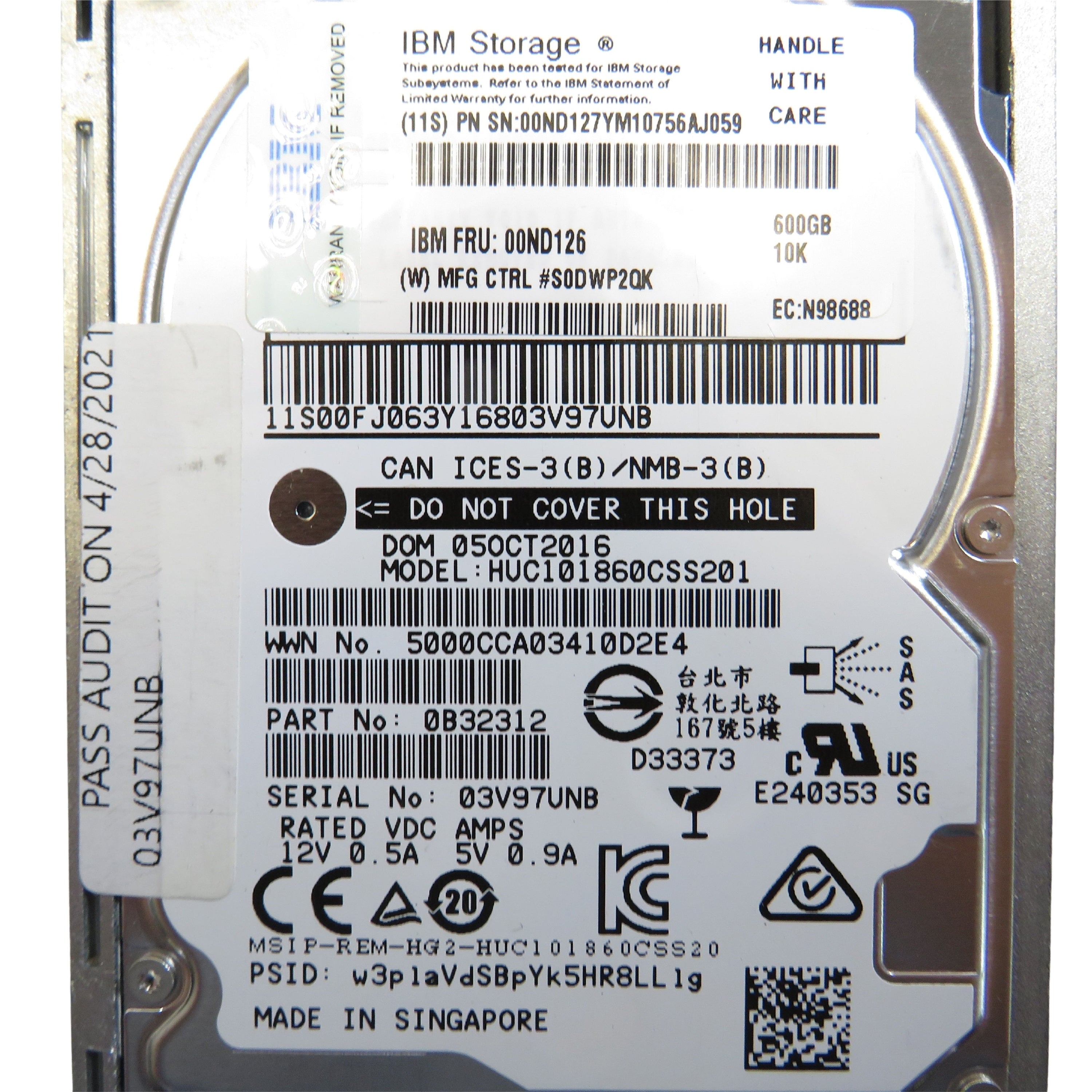 IBM 00ND126 00ND127 600GB 10K RPM 2.5" SAS 6Gbps SFF SED HDD Hard Drive (Refurbished)