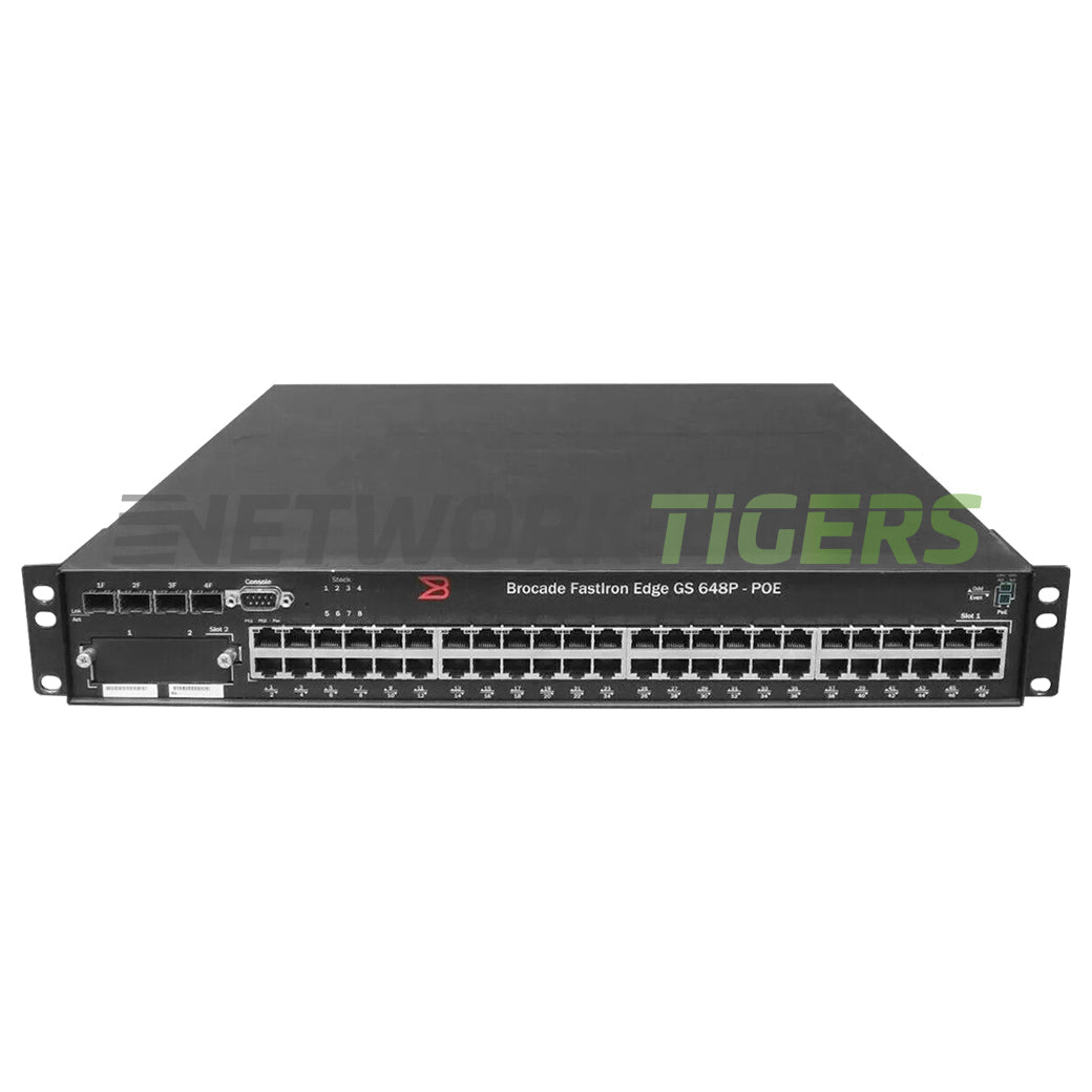 NEW Brocade FGS648P-POE FastIron GS 48x GE PoE RJ45 4x 1G SFP Switch