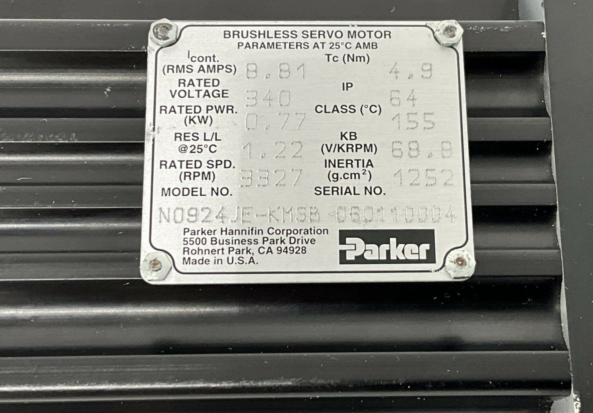 BRUSHLESS SERVO MOTOR (N0924JE-KMSB SIEMENS/PARKER