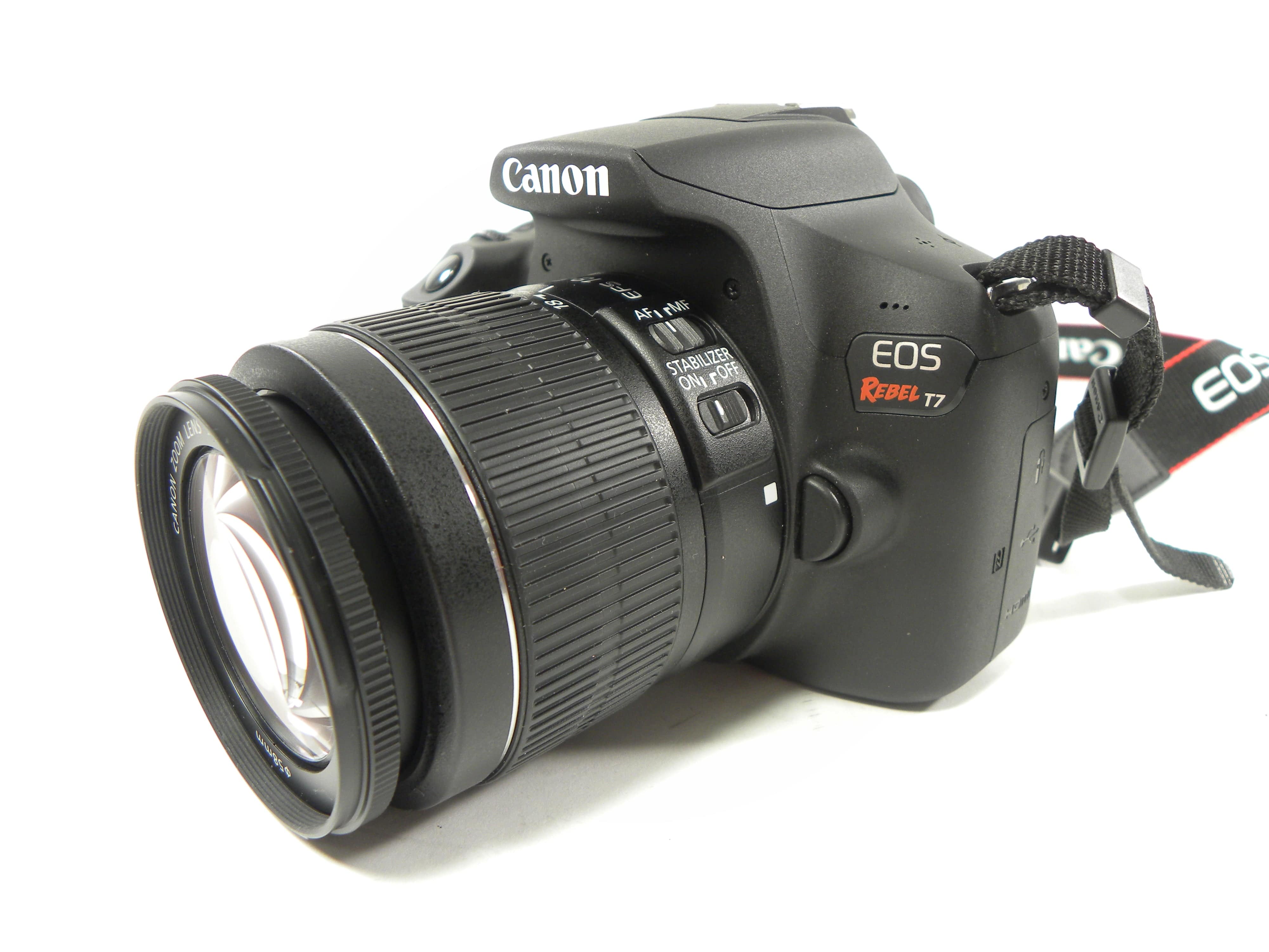 Canon EOS Rebel T7 24.1mp Digital SLR w/EF-S 18-55 IS II Shutter Ct. 214