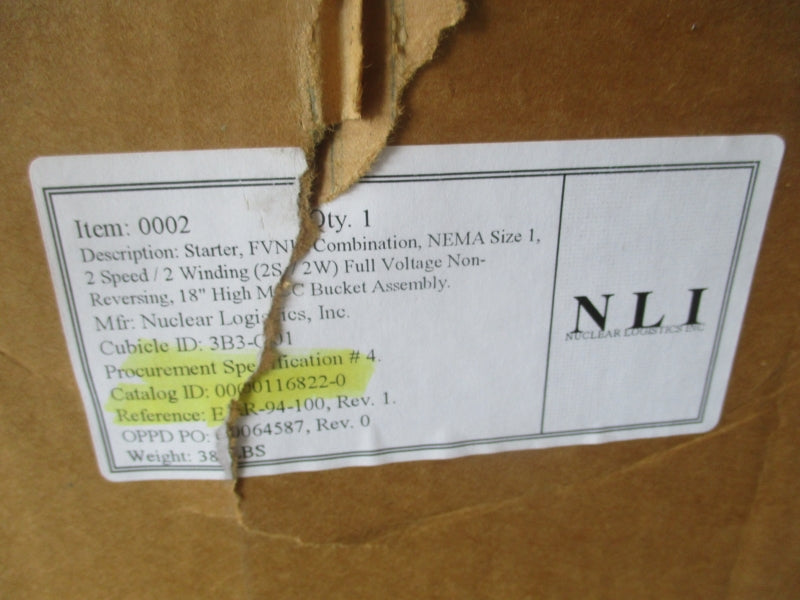 NLI MCC BUCKET 18" SIZE 1 2 SPEED/ 2 WINDING REV. 1 NSMP
