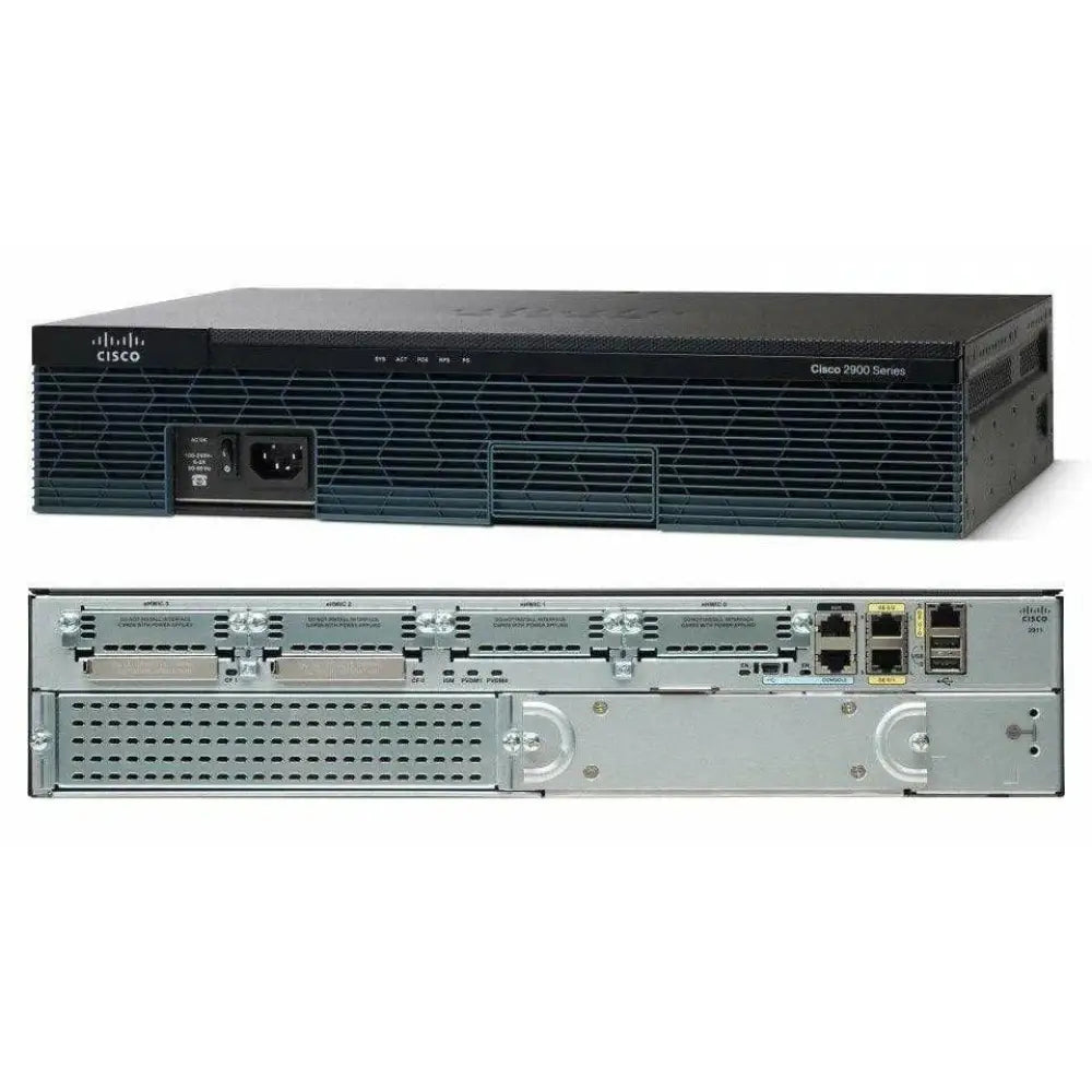 Cisco 2911 Integrated Services Router CISCO2911/K9 3GE 4EHWIC 512MB DRAM IP Base - Refurbished