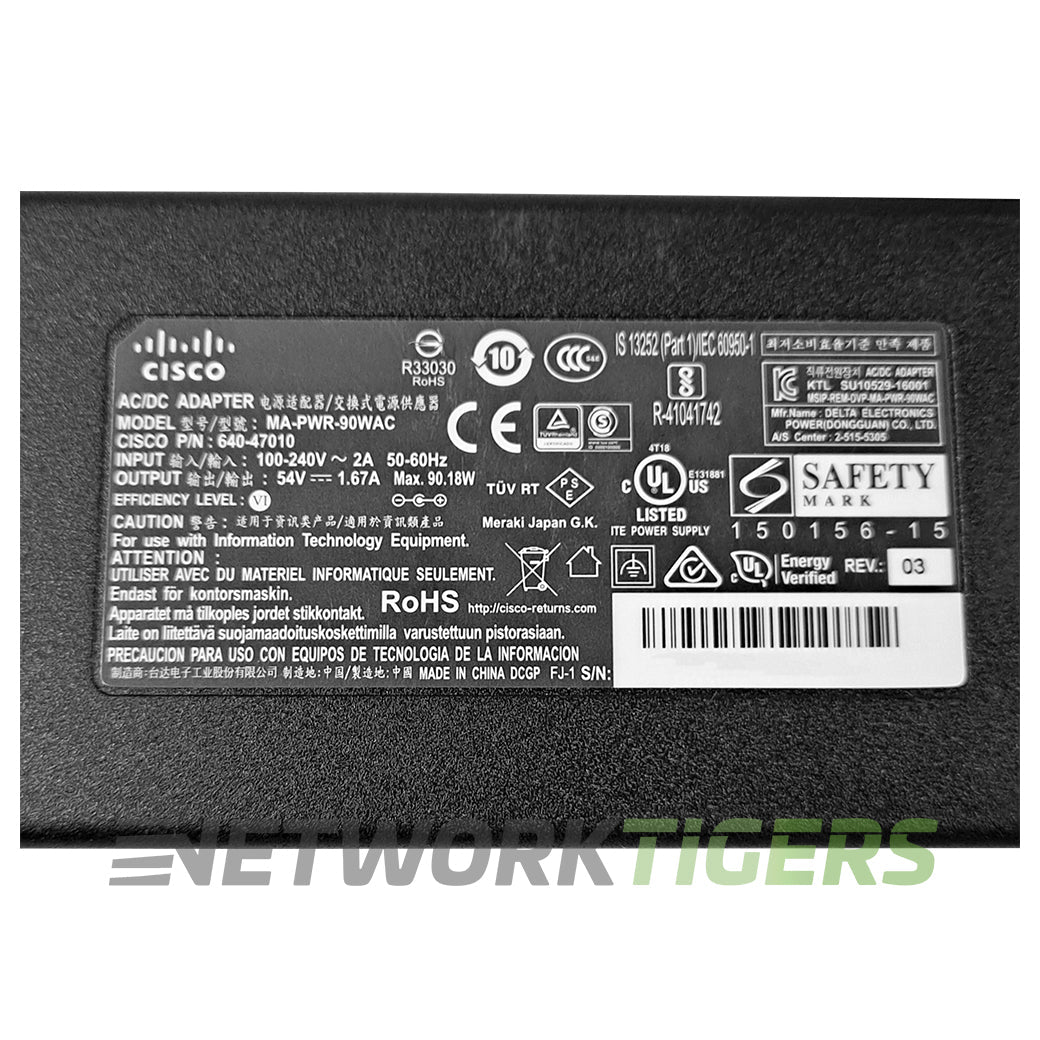 Cisco Meraki MA-PWR-90WAC 90W AC MS120-8LP MX65 Power Adapter