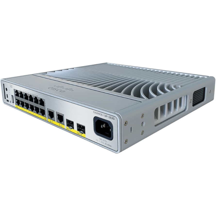 C9200CX-12P-2X2G-E - Cisco Catalyst 9200 Series Compact Switch with 12-port gigabit ethernet, PoE+, 2x10GE SFP+ and 2x1GE Copper uplinks, Network Essentials licensing