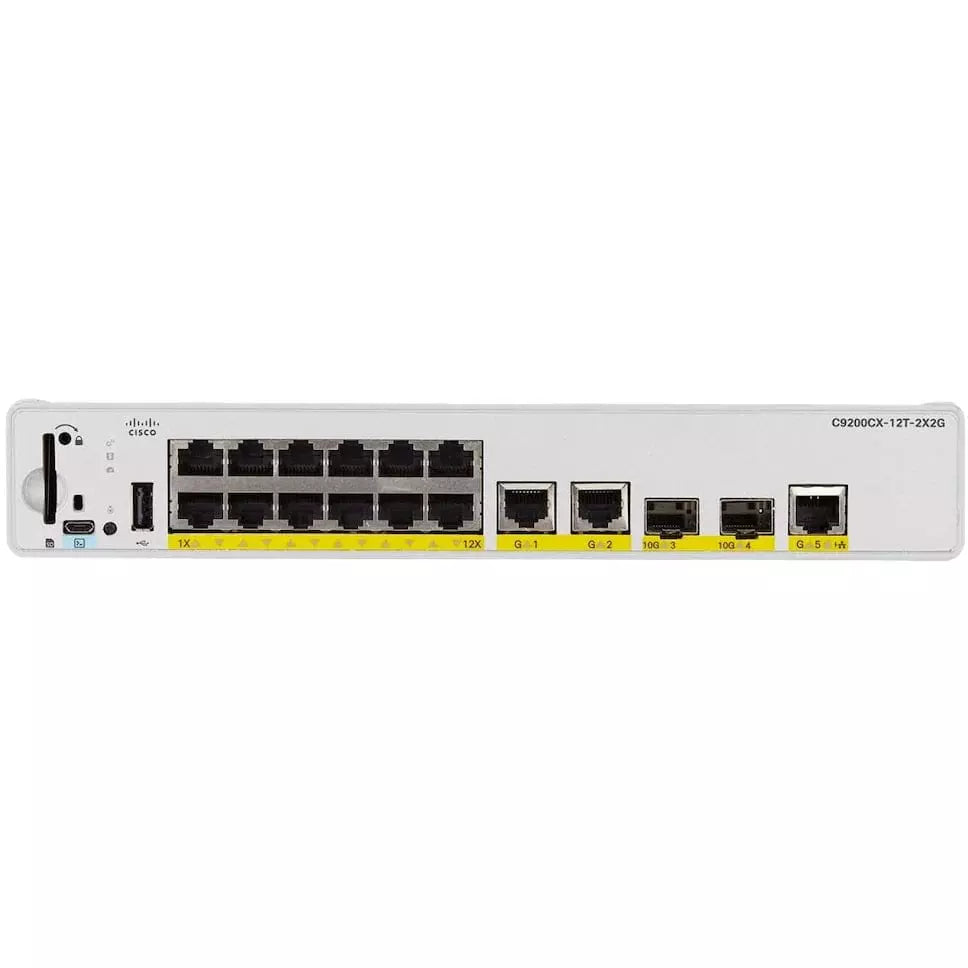 C9200CX-12T-2X2G-A - Cisco Catalyst 9200 Series Compact Switch with 12-port gigabit ethernet, data only, 2x10GE SFP+ and 2x1GE Copper uplinks, Network Essentials licensing