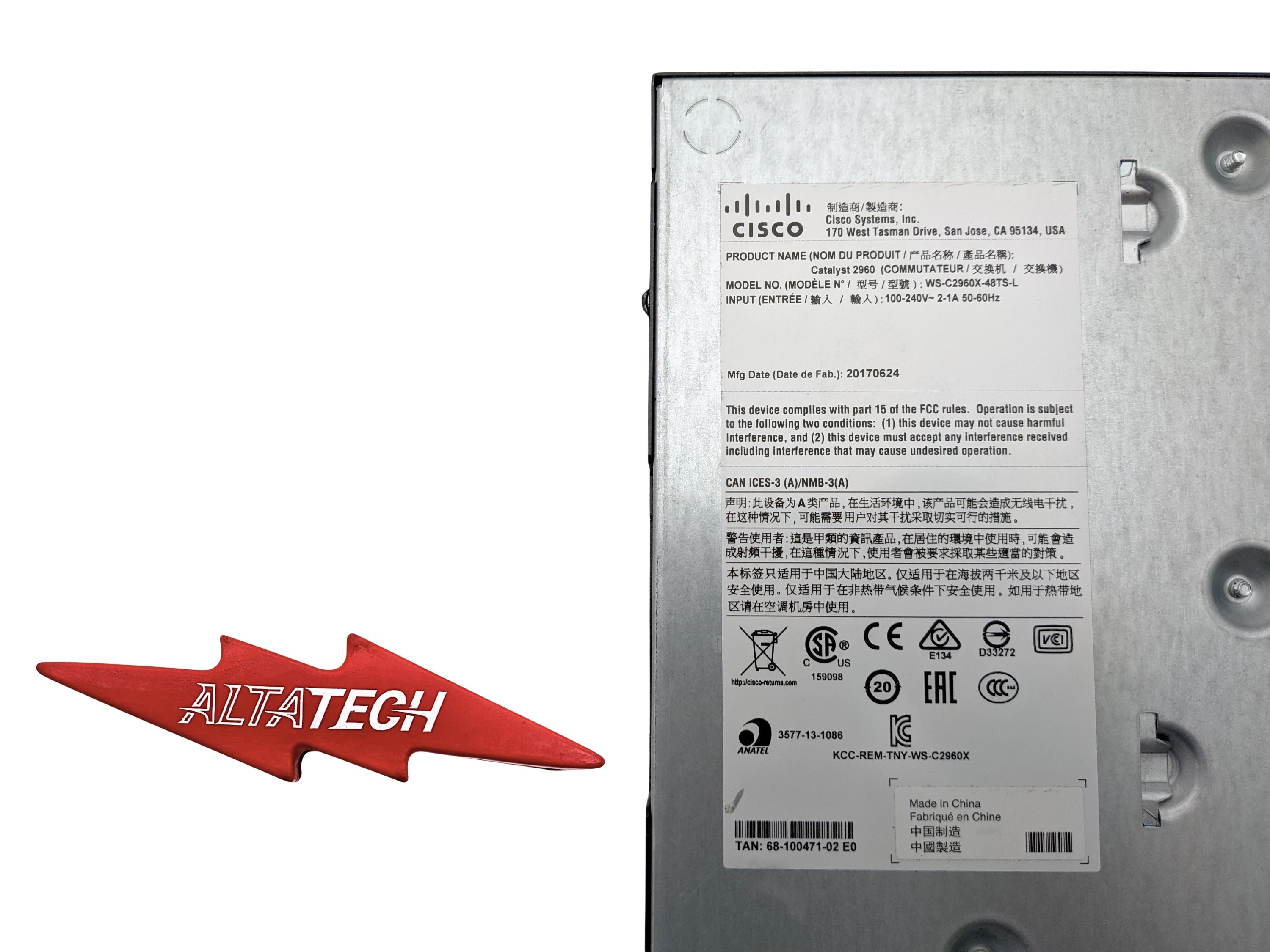 Cisco WS-C2960X-48TS-L Catalyst 48x 1GBE RJ-45, 4x SFP Switch