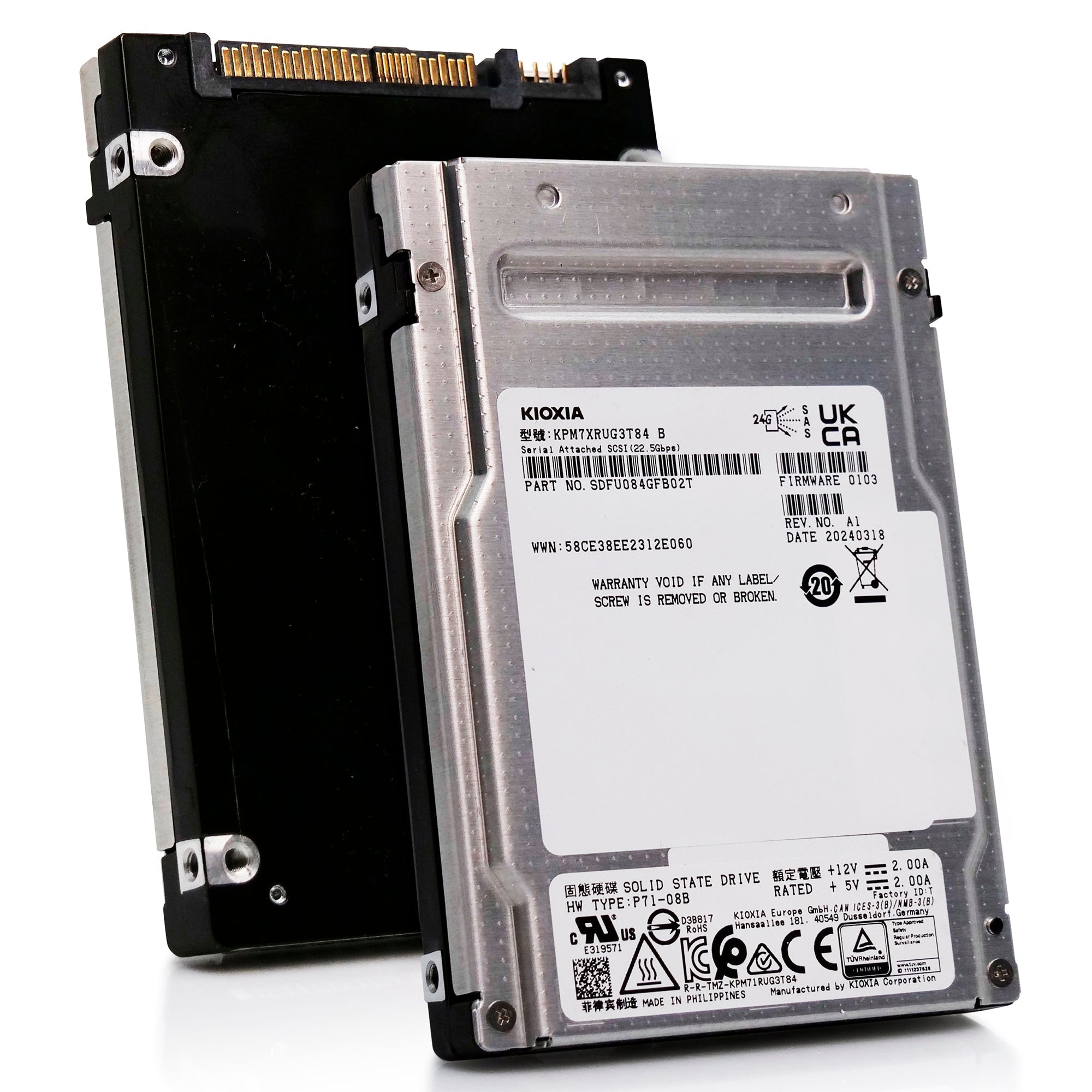 Kioxia PM7-R KPM7XRUG3T84 3.84TB 1DWPD SAS 24Gb/s 3D TLC 2.5in Recertified Solid State Drive