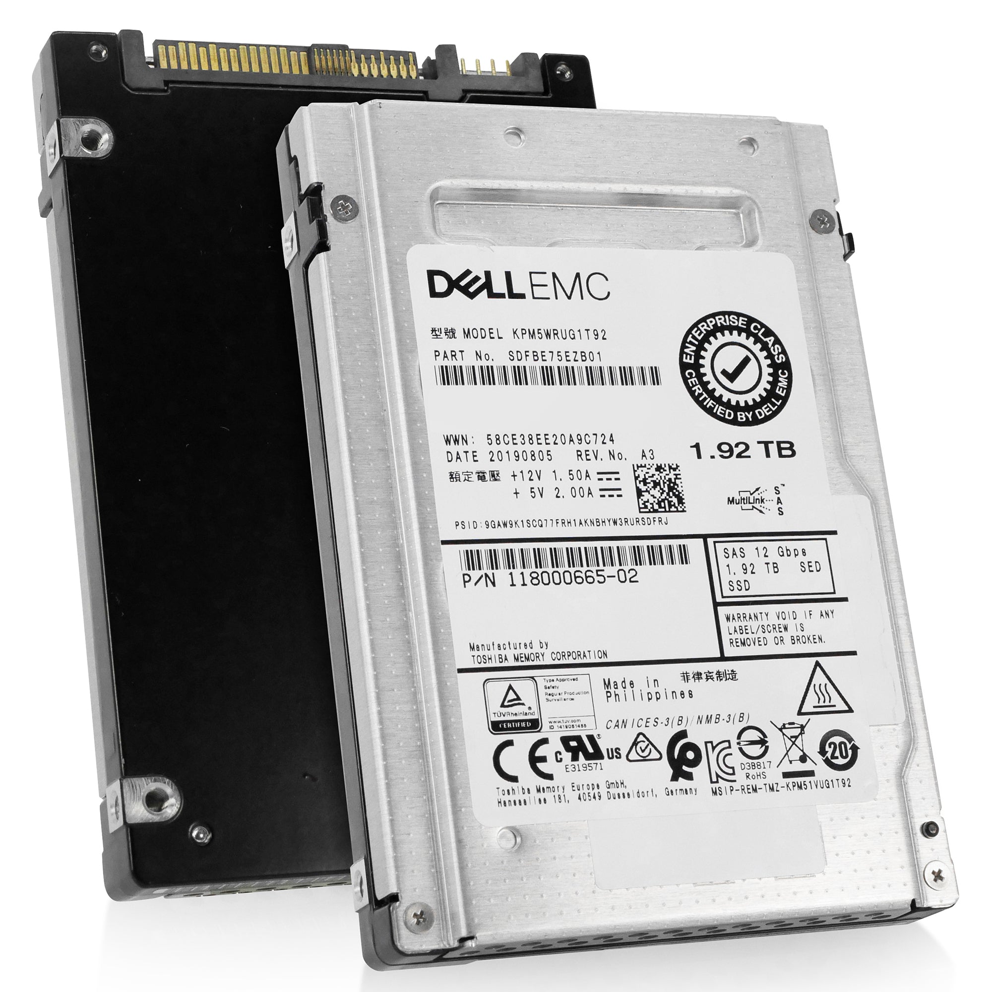Dell/Kioxia PM5-R KPM5WRUG1T92 1.92TB 1 DWPD SAS 12Gb/s 3D TLC 2.5in Recertified Solid State Drive