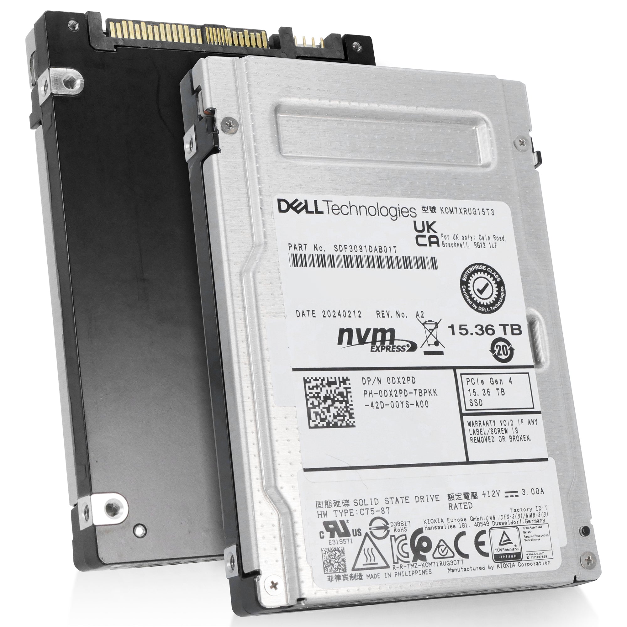 Dell/Kioxia CM7-R KCM7XRUG15T3 15.36TB 1 DWPD PCIe Gen 4.0 x4 8GB/s U.2 NVMe 2.5in Refurbished SSD