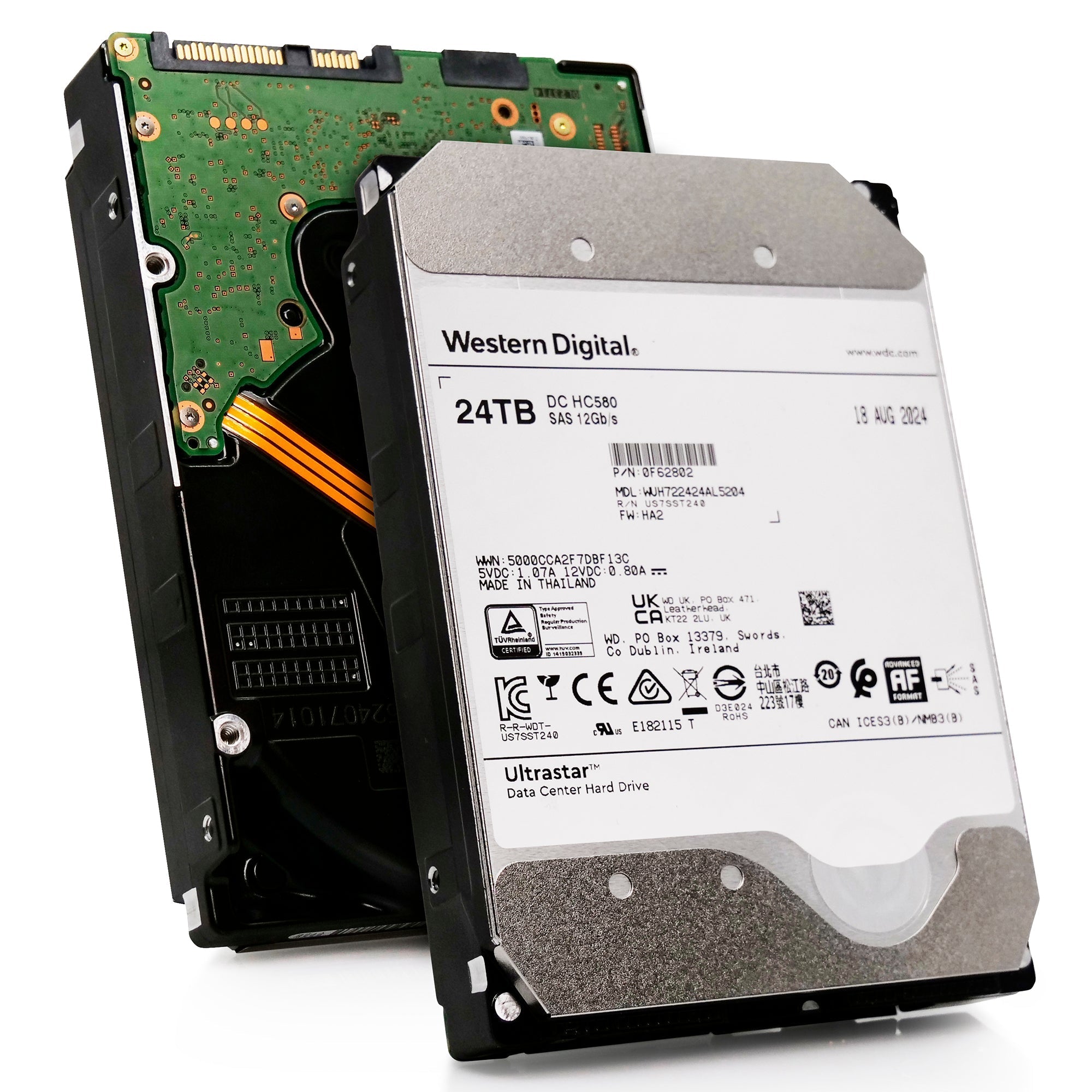 Western Digital Ultrastar DC HC580 WUH722424AL5204 24TB 7.2K RPM SAS 12Gb/s 512e 3.5in Recertified Hard Drive