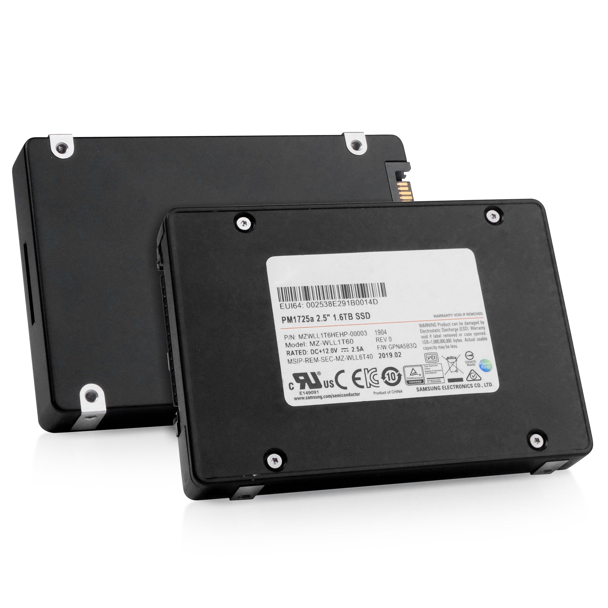 Samsung PM1725a MZWLL1T6HEHP 1.6TB 5 DWPD PCIe Gen 3.0 x4 4GB/s 3D TLC U.2 NVMe 2.5in Refurbished SSD