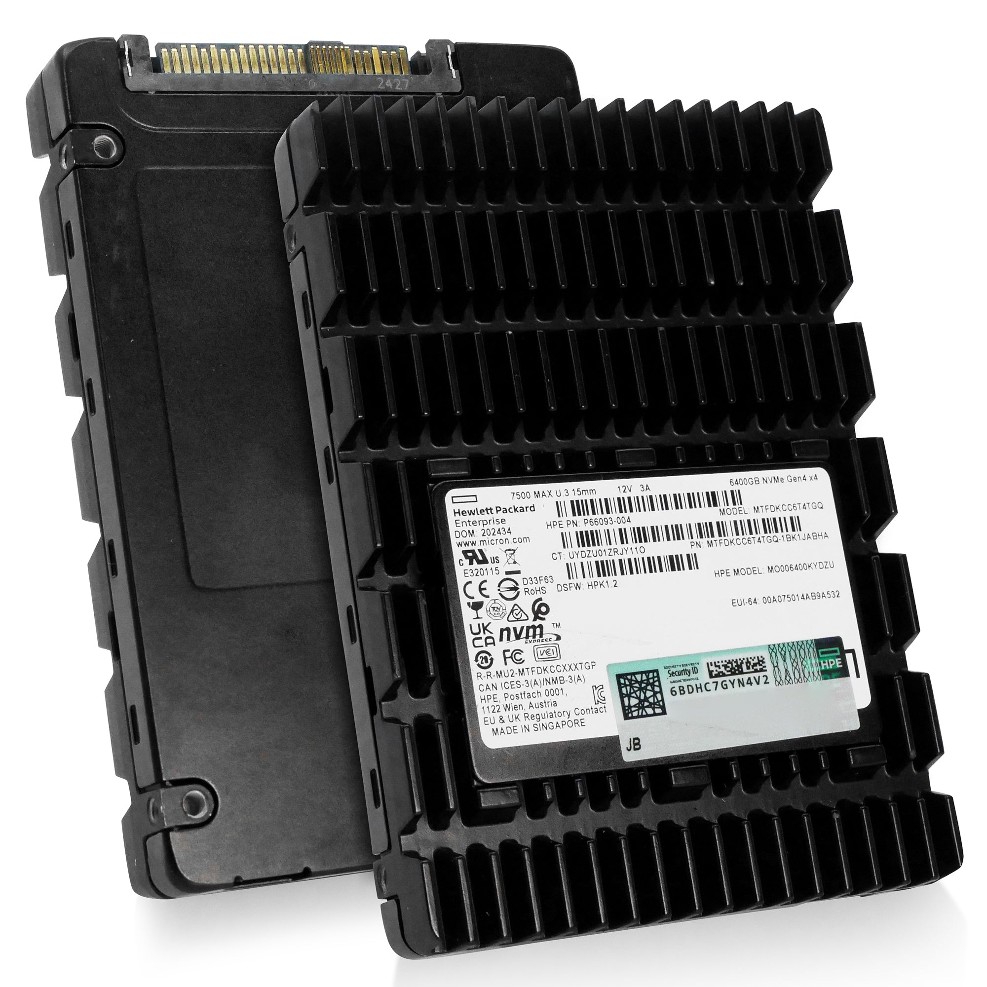 HP/Micron 7500 MAX MTFDKCC6T4TGQ 6.4TB PCIe Gen 4.0 x4 8GB/s 3D TLC U.3 NVMe 2.5in Solid State Drive