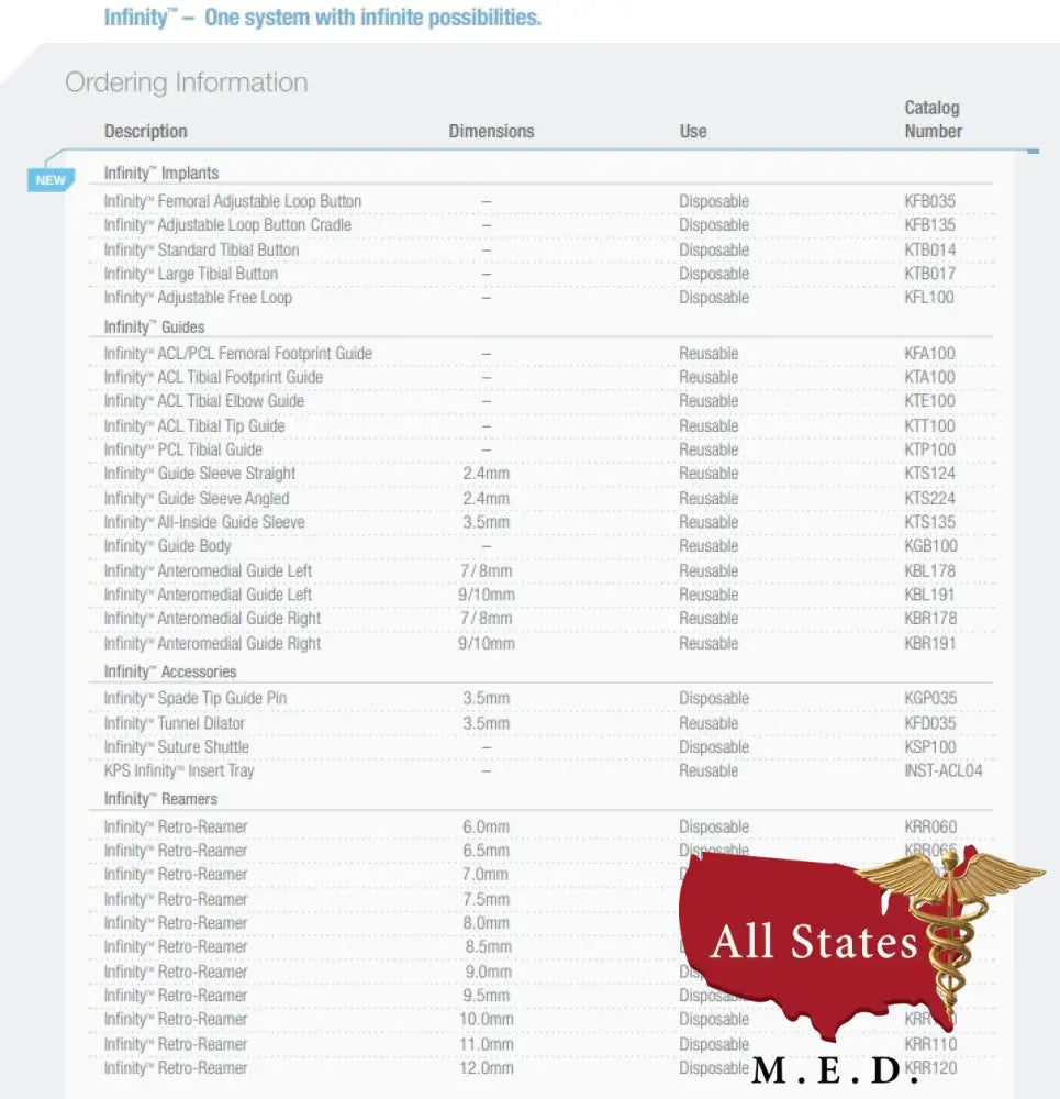 CONMED KFA100 INFINITY ACL/PCL FEMORAL FOOTPRINT GUIDE