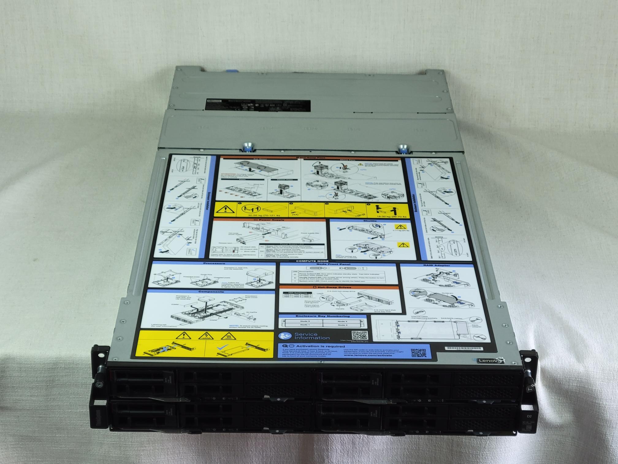 Lenovo 7X20CTO1WW ThinkSystem D2 Enclosure 4x SD530 Nodes w/ 2x Gold 5115 192GB