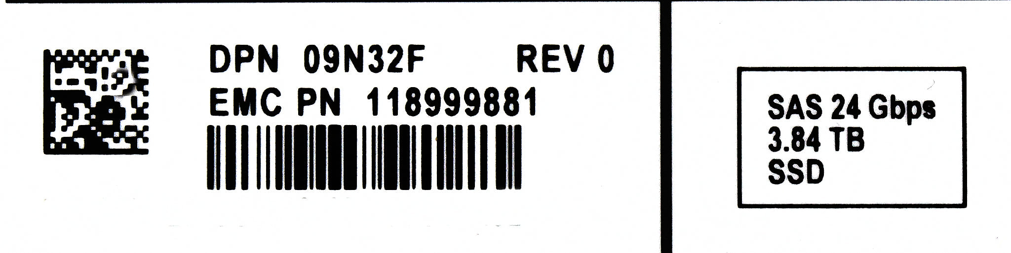 Dell 9N32F 3.84TB SSD SAS 2.5 24G RI TLC PM1653 MZILG3T8HCLSAD3 ME5