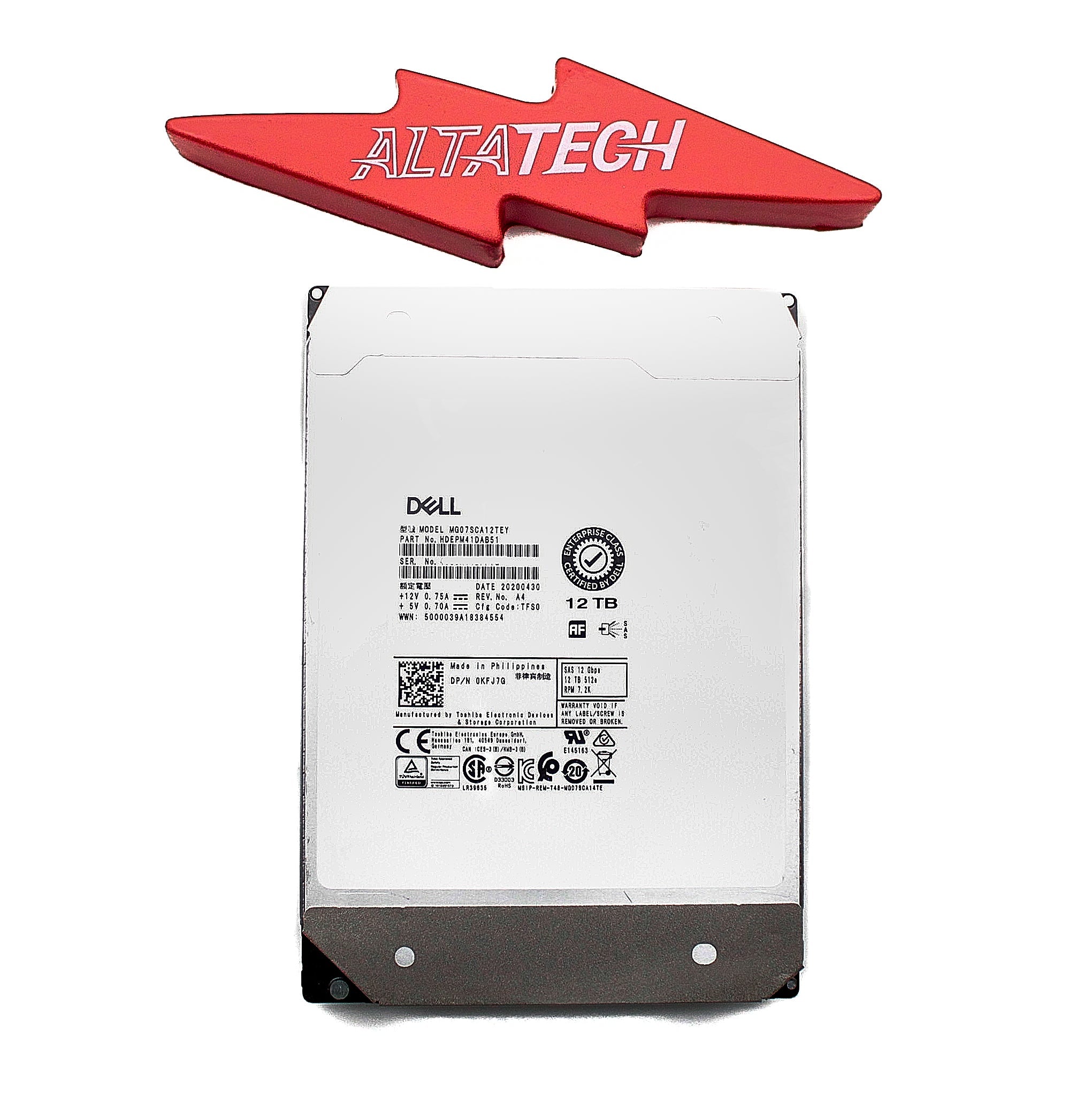 Dell KFJ7G 12TB 7.2K SAS 3.5 12G MF07SCA12TEY / HDEPM41DAB51