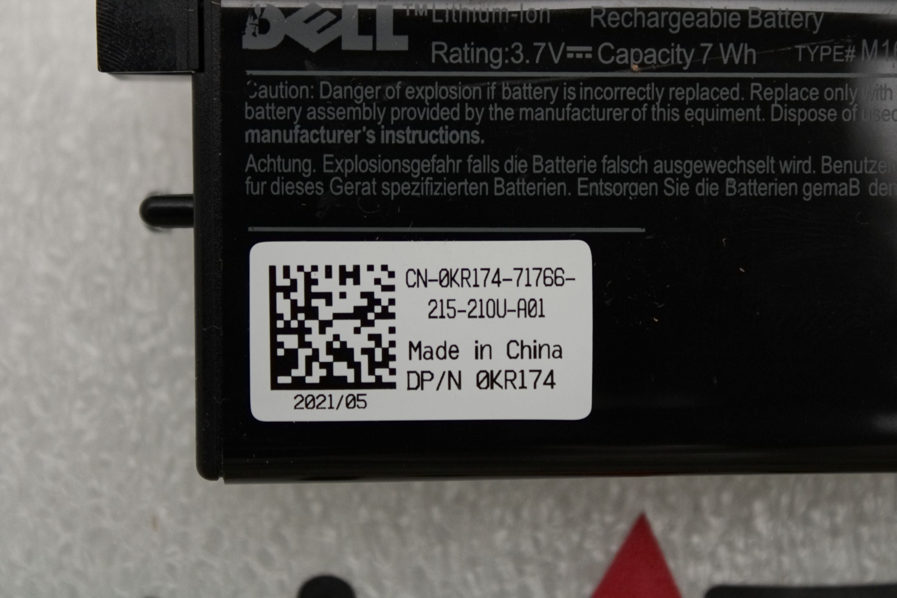 Dell KR174 Battery 3.7V 7WH PERC 5/E 6/E RAID