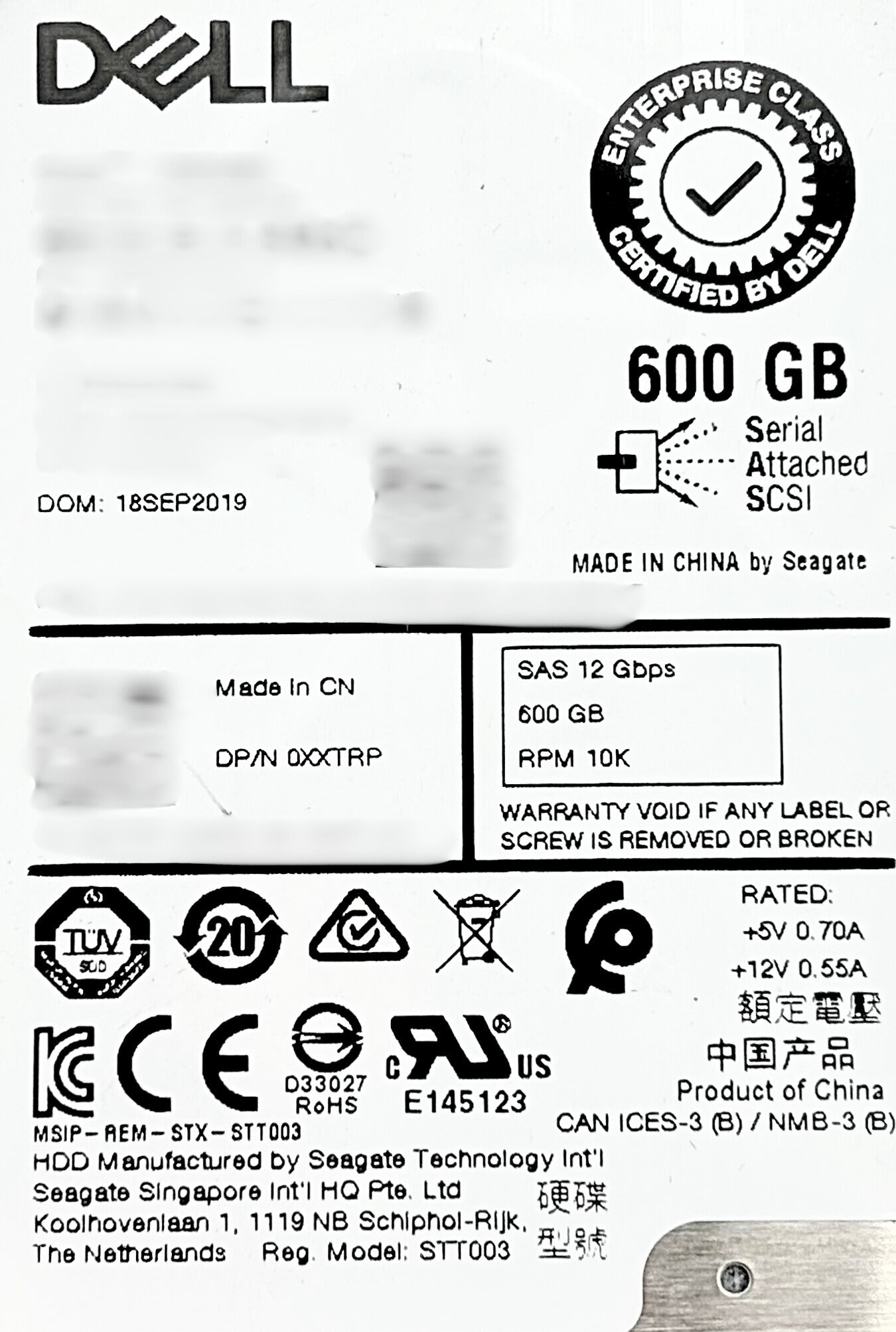 Dell XXTRP 600GB 10K SAS 2.5" 12G
