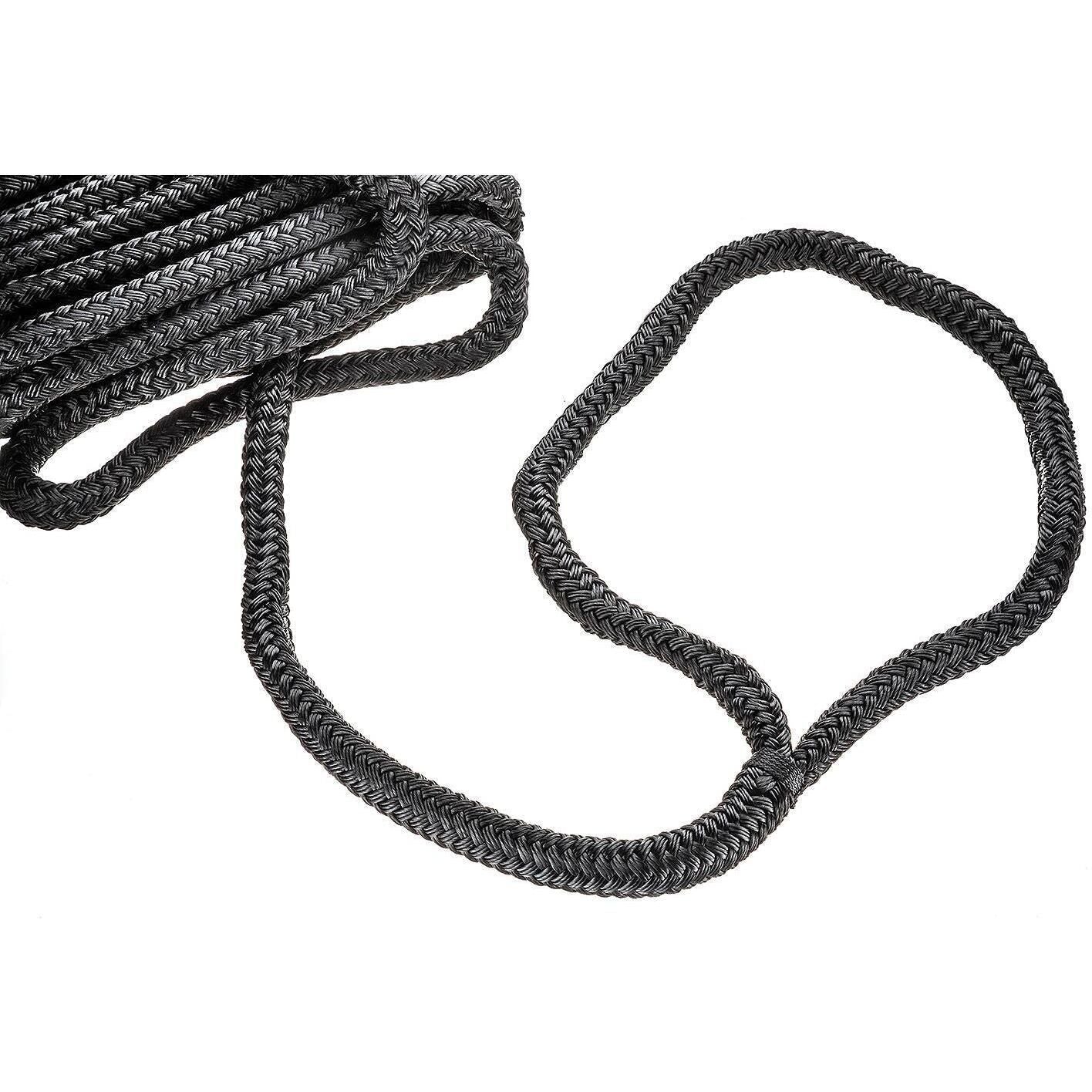 Seachoice 46961 Double-Braid Nylon Dock Line w/ Eye Splice, Pre-Shrunk, Heat Stabilized, 5/8 In. X 30 Ft., Black