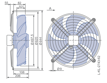 FN050-SDH.4F.A7P1 ZIEHL-ABEGG Axial Fan 3~400V 0.29/0.15kW 0.74-0.36A 880/590rpm