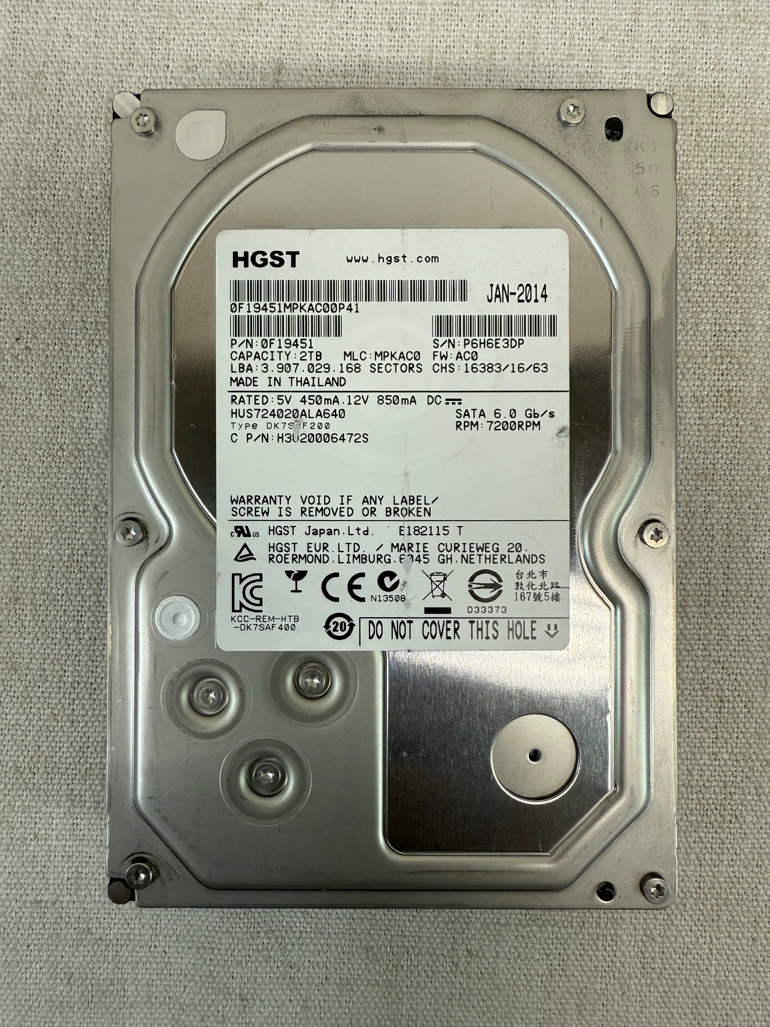 HGST HUS724020ALA640 2TB 7.2K 6GB/s 3.5" SATA HDD | 0F19451