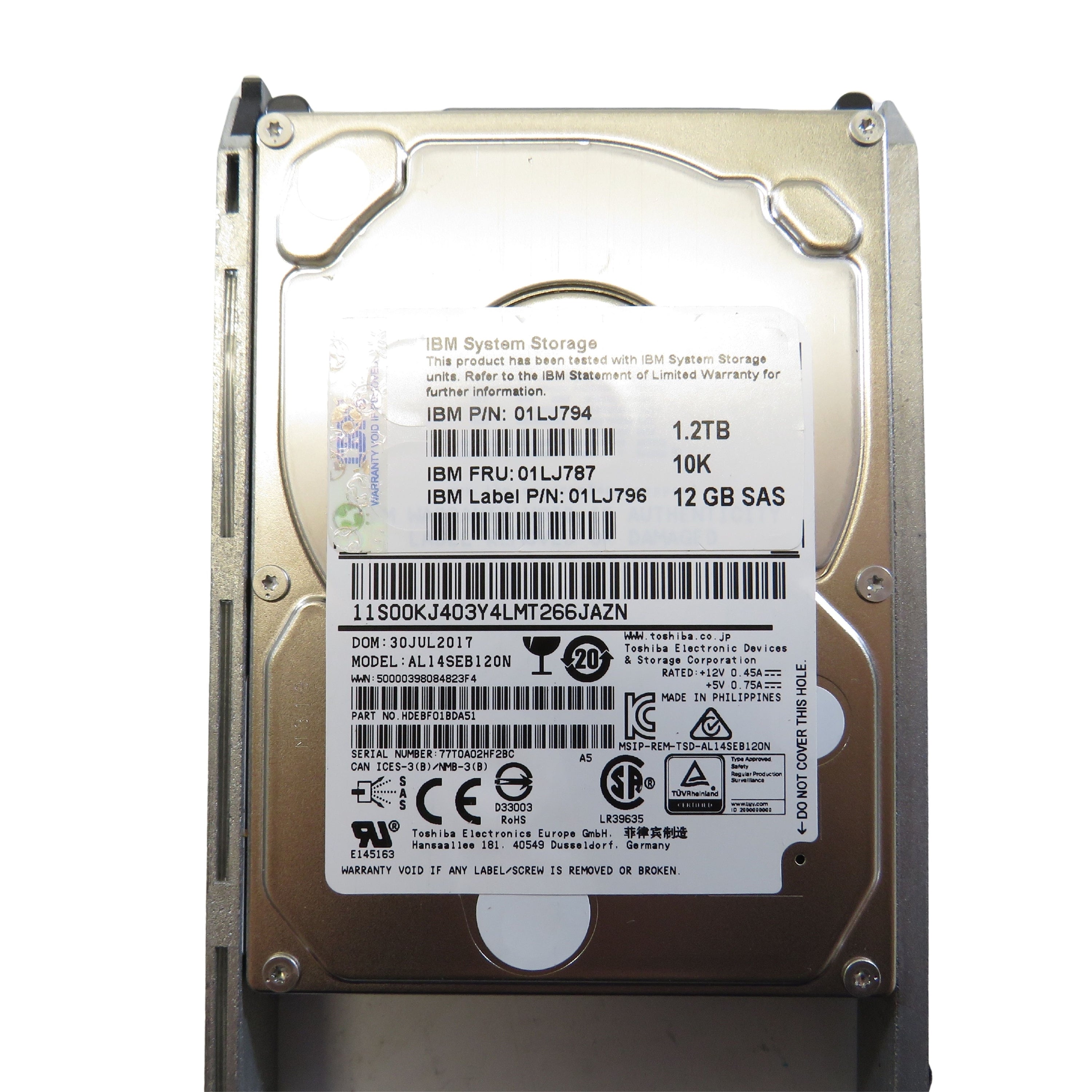 IBM 01LJ787 01LJ794 1.2TB 10K RPM 2.5" SAS 12Gbps SSF HDD Hard Drive (Refurbished)
