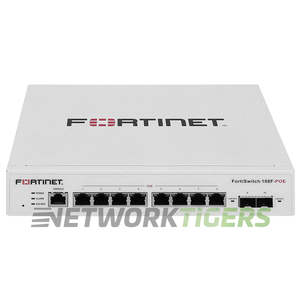 NEW Fortinet FS-108F-PoE 8x 1GB PoE RJ45 2x SFP Local Management Only Switch