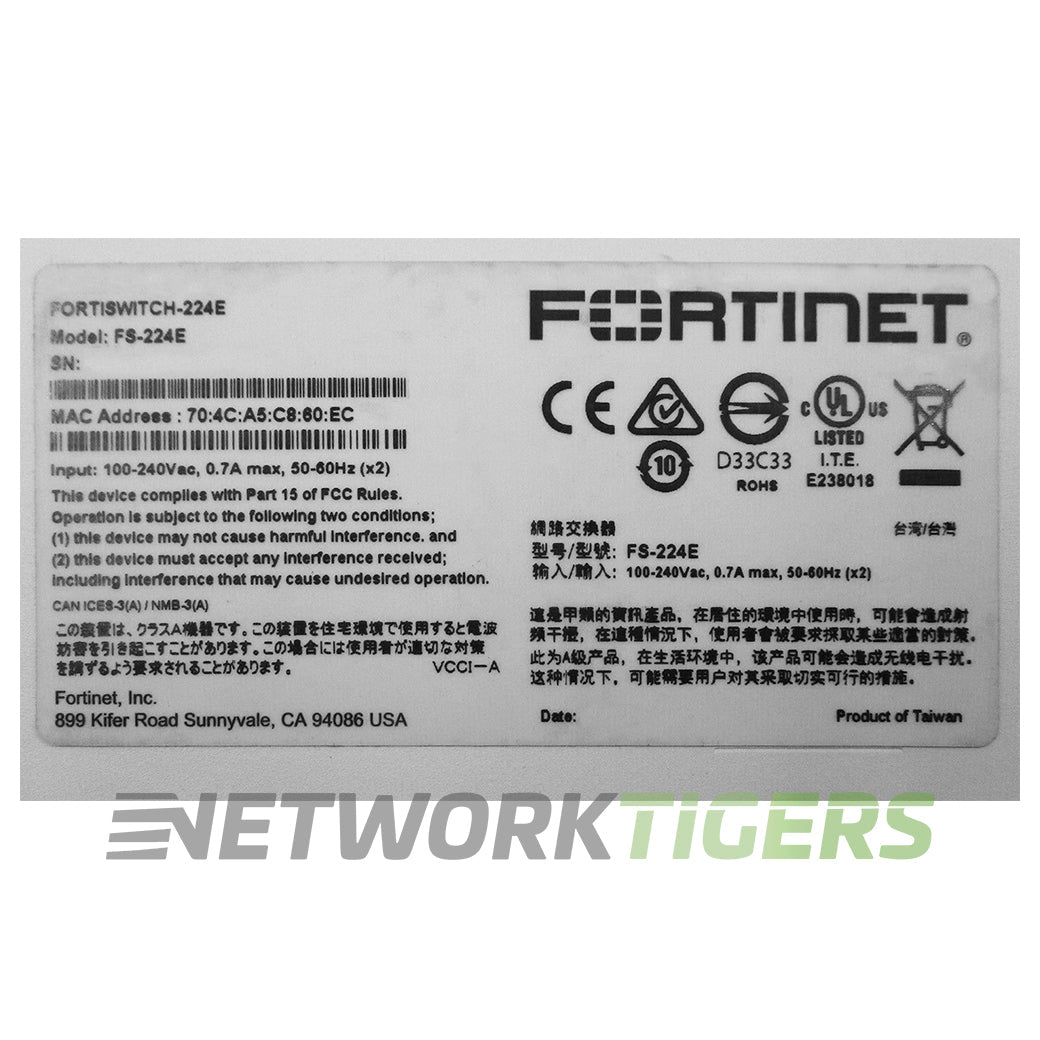 Fortinet FS-224E 200 Series 24x 1GB RJ45 4x 1GB SFP Switch