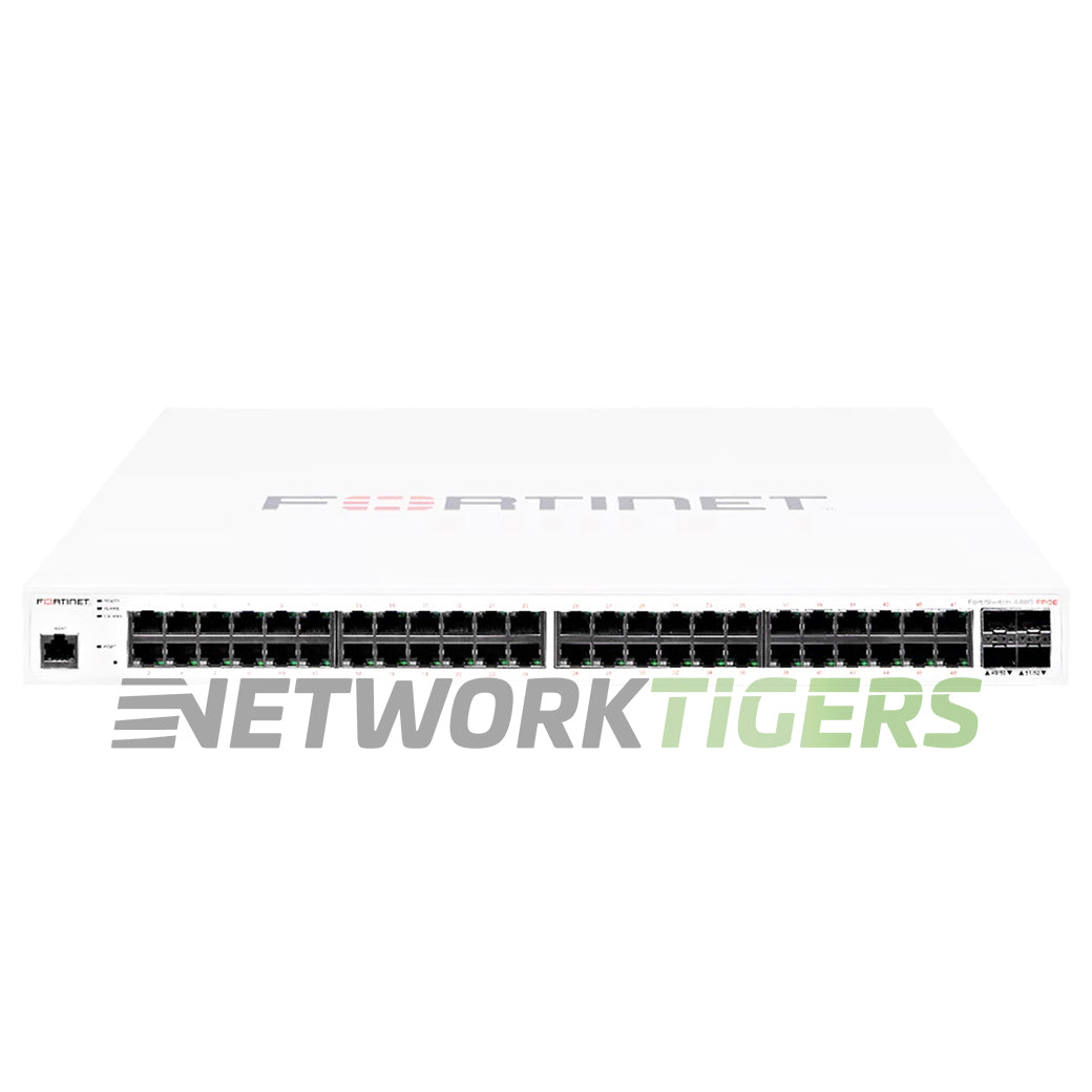 NEW Fortinet FS-448D-FPOE 48x 1GB PoE+ RJ45 4x SFP+ Registrable/Unclaimed Switch