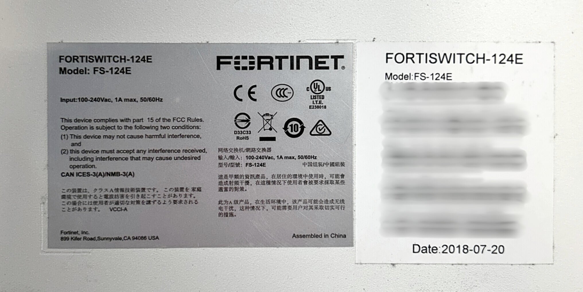 Fortinet FS-124E FORTISWITCH 124E 24-Port 1G POE Managed Ethernet Swit